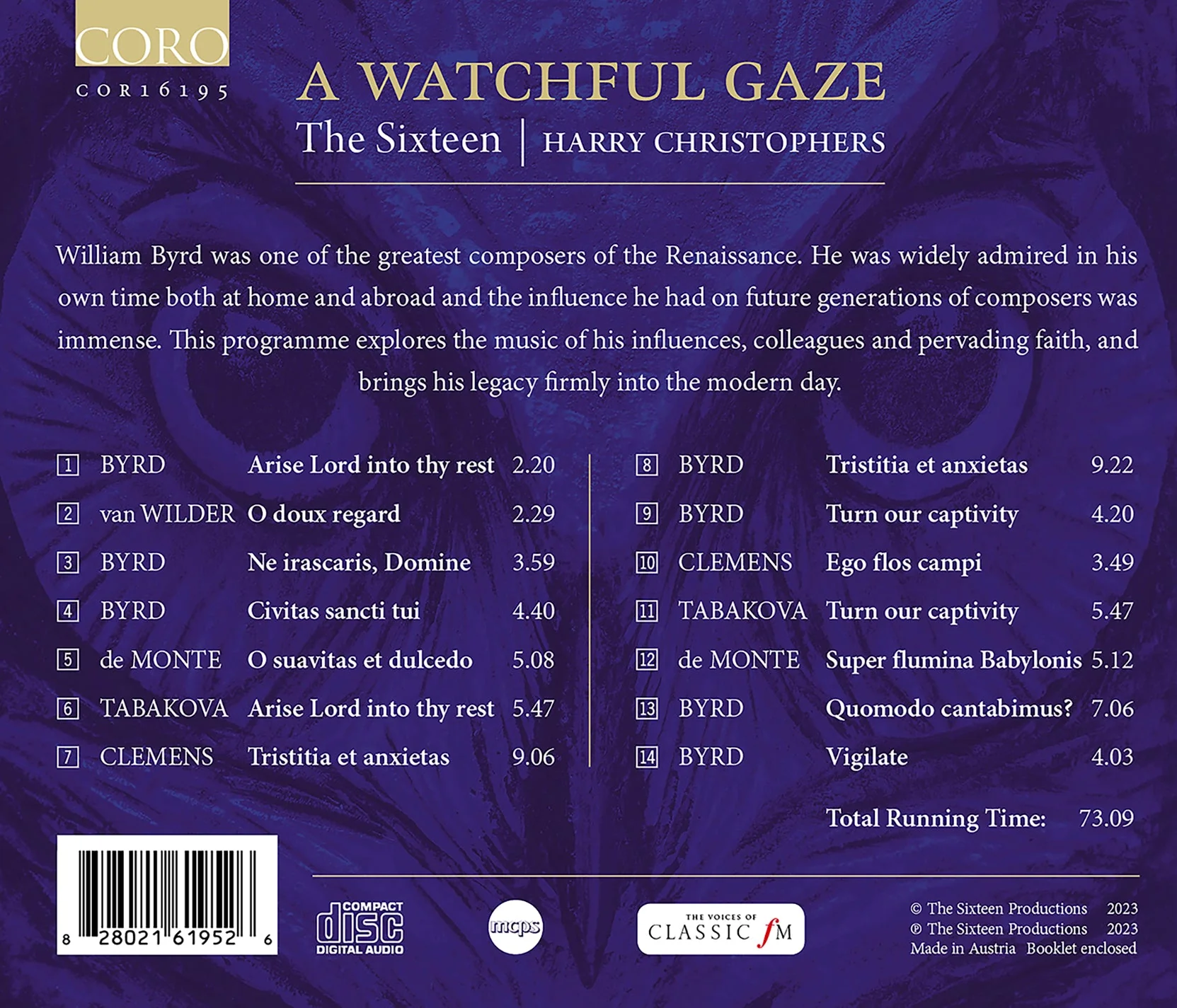 A Watchful Gaze - Byrd, Monte, Papa, Tabakova & Wilder / Christophers, The Sixteen - Image 2