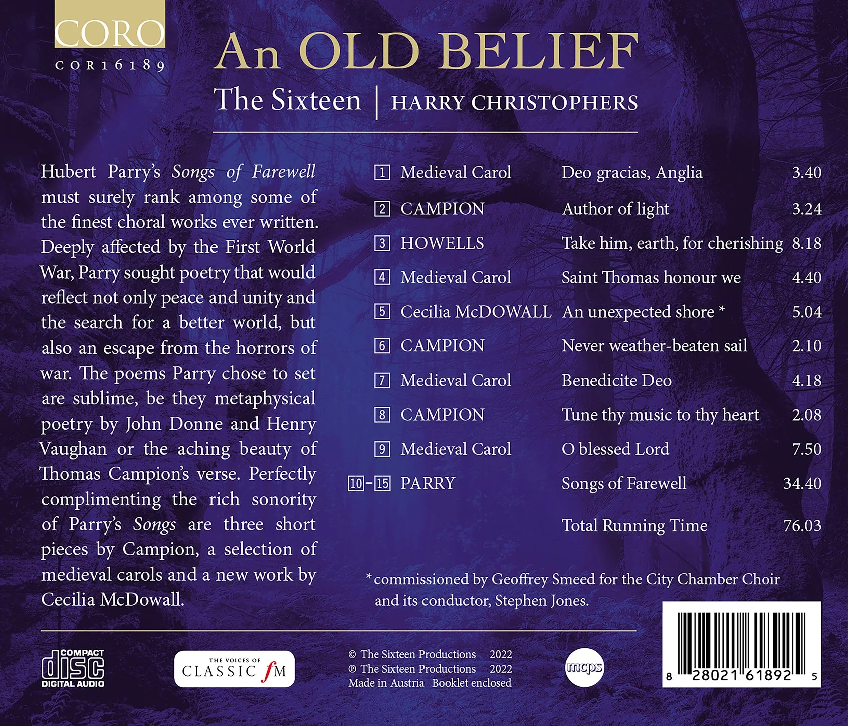 Parry, Campion, McDowall: An Old Belief / Christophers, The Sixteen Choir - Image 2