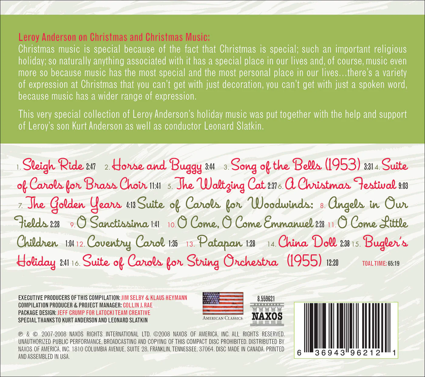 Anderson: Sleigh Ride & Other Holiday Favorites / Slatkin, BBC Concert Orchestra - Image 2