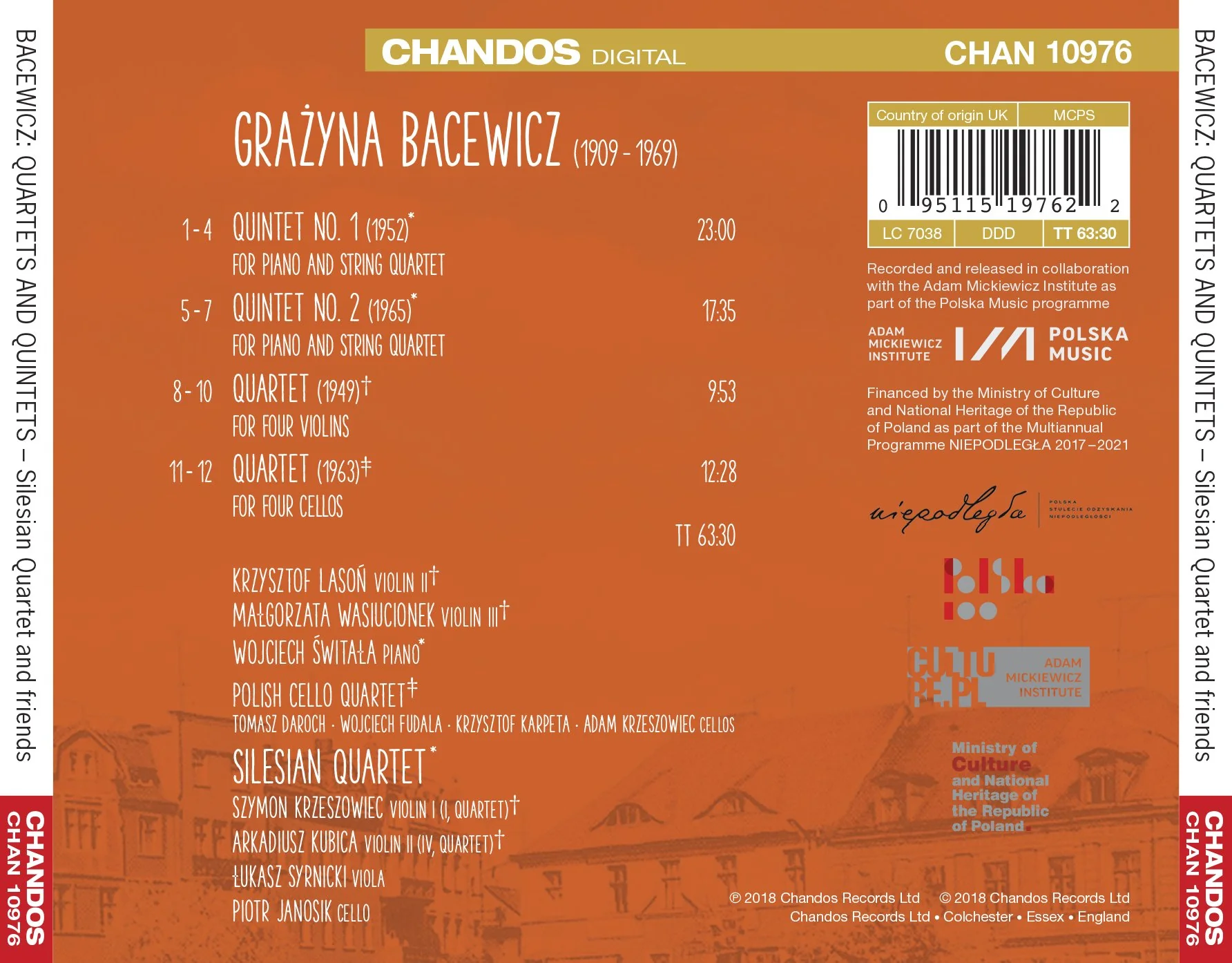 Bacewicz: Piano Quintets, Quartet for 4 Violins, Quartet for 4 Cellos / Silesian Quartet - Image 2