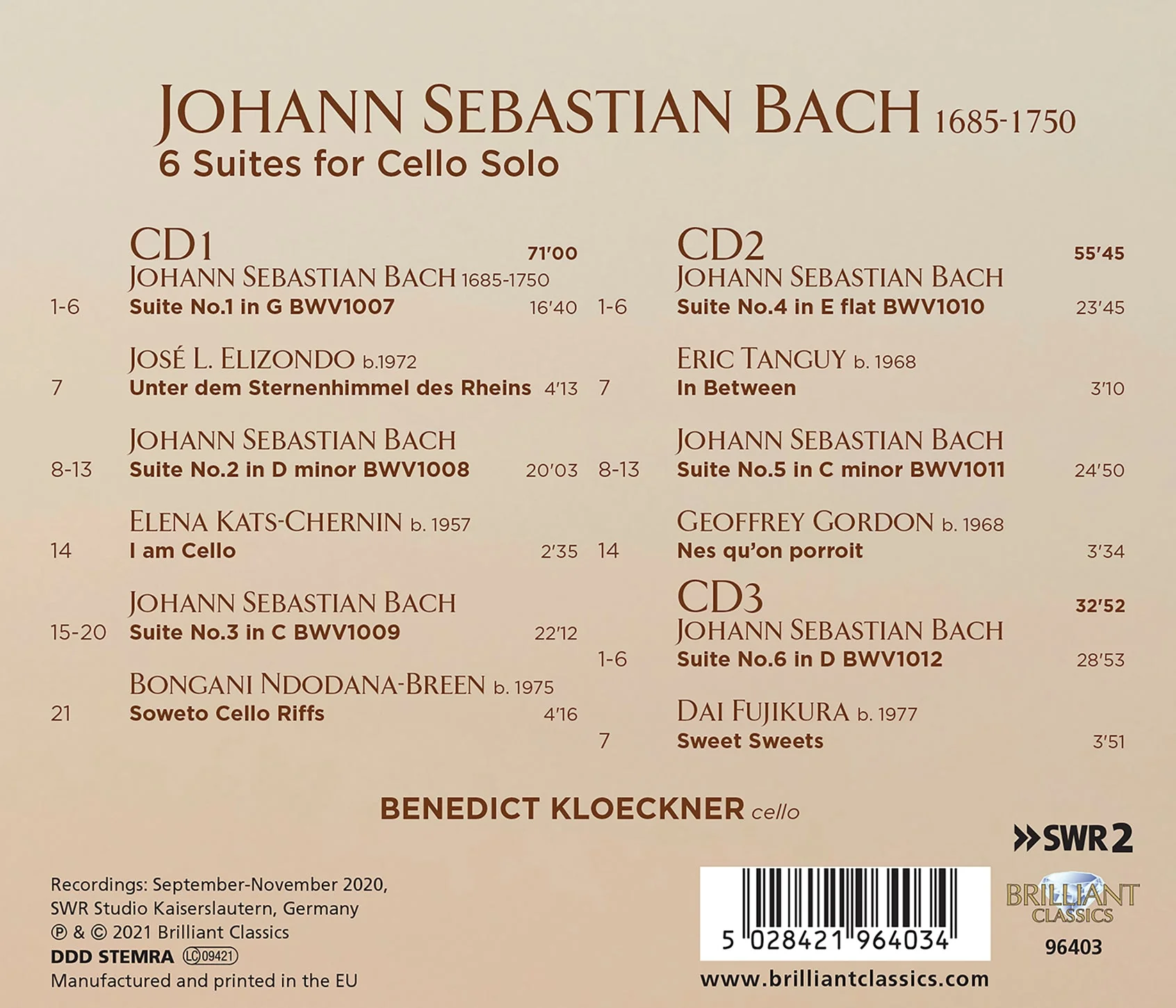 Bach: 6 Suites for Cello Solo BWV 1007-1012 / Kloeckner - Image 2