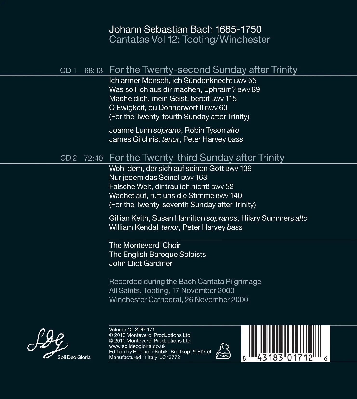 Bach: Cantatas Vol 12 / Gardiner, English Baroque Soloists - Image 2
