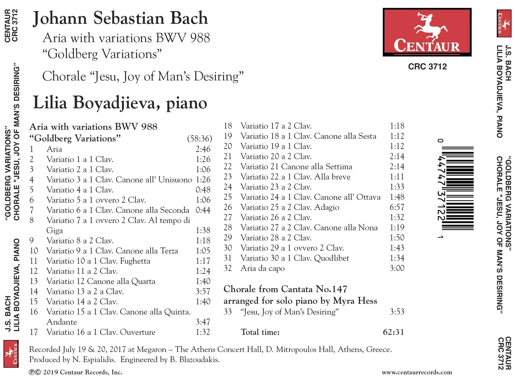 Bach: Goldberg Variations & Chorale, "Jesu, Joy of Man's Des - Image 2