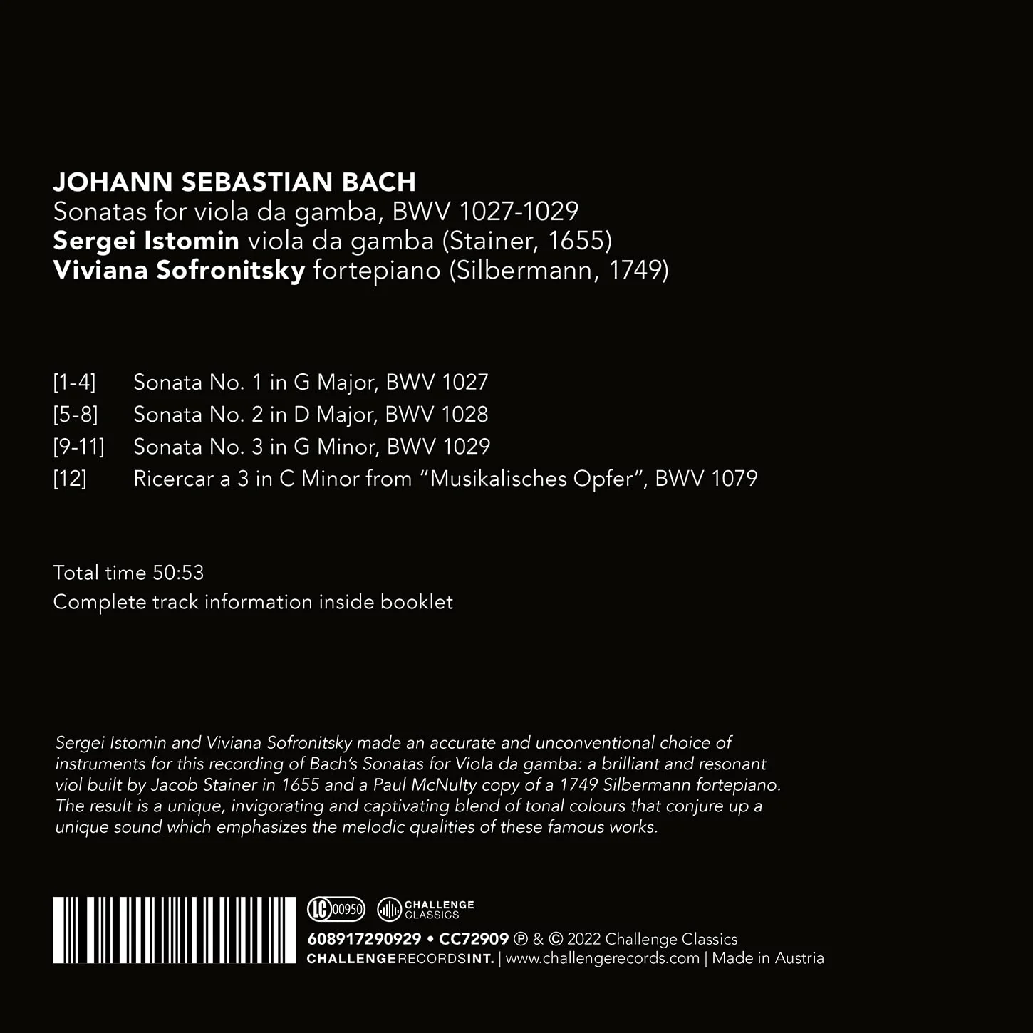 Bach: Sonatas for viola da gamba, BWV 1027-1029 / Sofronitsky - Image 2