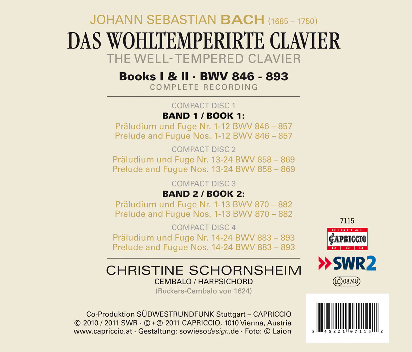 Bach: The Well-Tempered Clavier / Schornsheim - Image 2