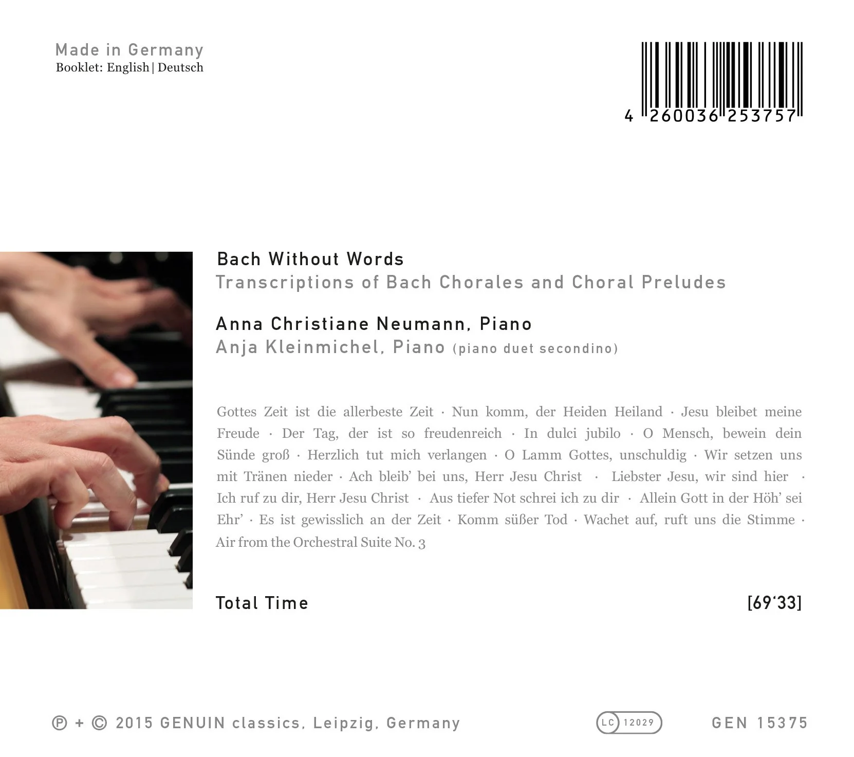 Bach Without Words: Transcriptions Of Bach Chorales And Choral Preludes - Image 2