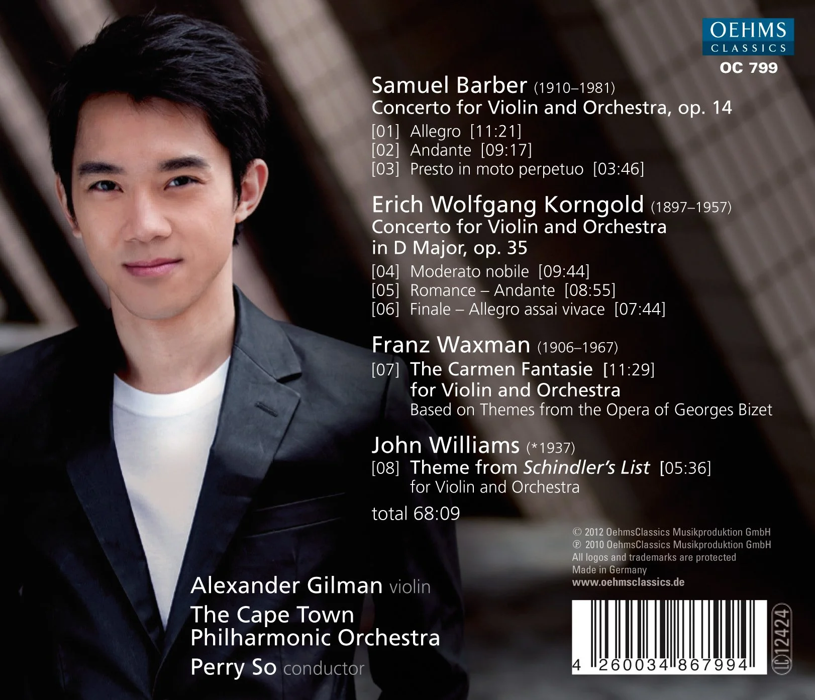 Barber, Korngold: Violin Concertos / Alexander Gilman - Image 2