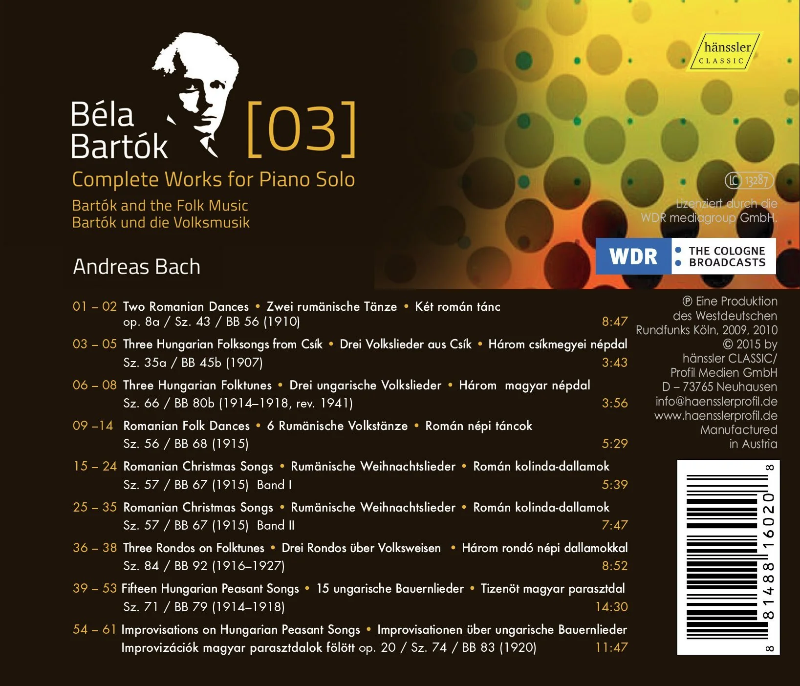 Bartók: Complete Works for Piano Solo, Vol. 3 – Bartók and t - Image 2