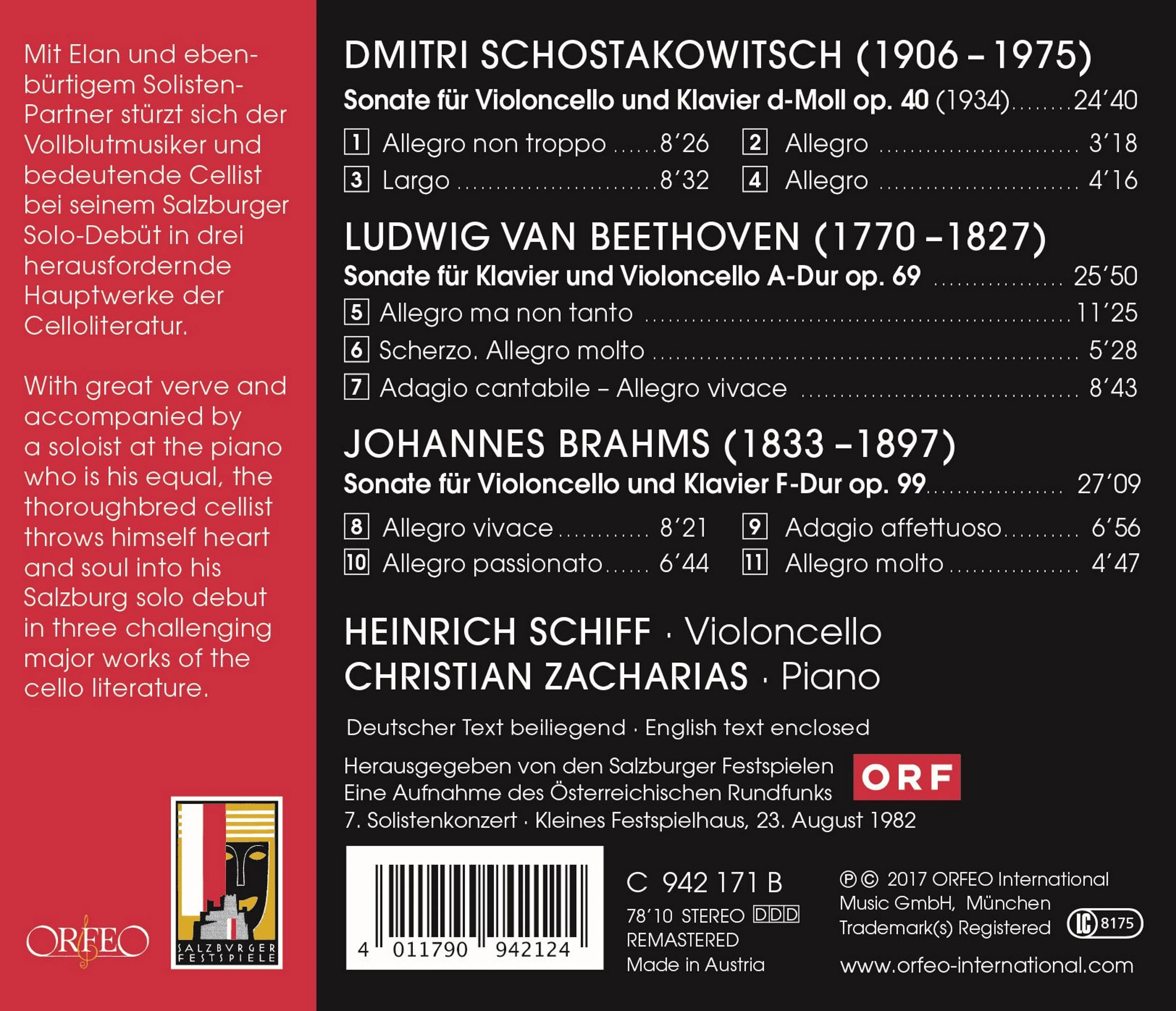 Beethoven, Brahms & Shostakovich: Cello Sonatas (Live) - Image 2