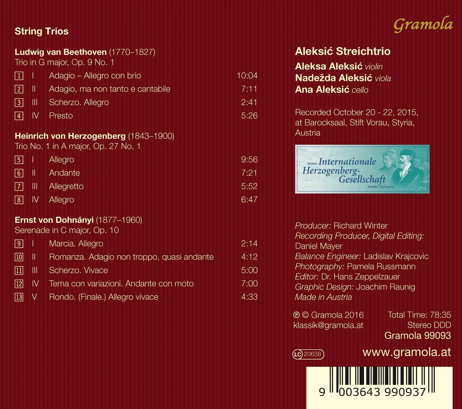 Beethoven, Herzogenberg & Dohnányi: String Trios - Image 2