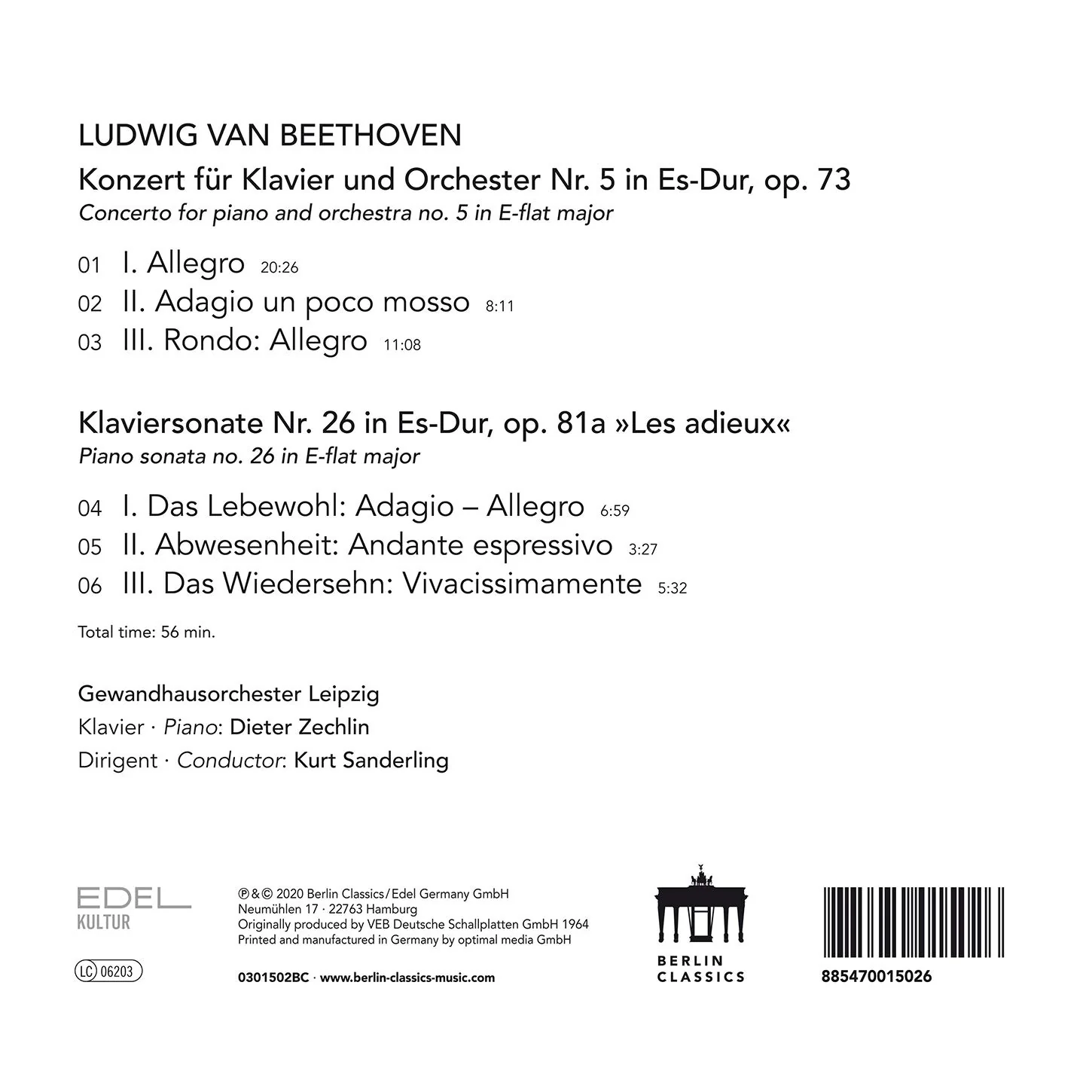 Beethoven: Konzert fur Klavier No. 5, Op. 73 / Zechlin, Sanderling, Gewandhausorchester Leipzig - Image 2