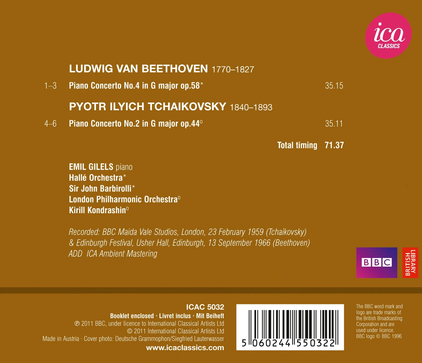 Beethoven: Piano Concerto No. 4 - Tchaikovsky: Piano Concert - Image 2