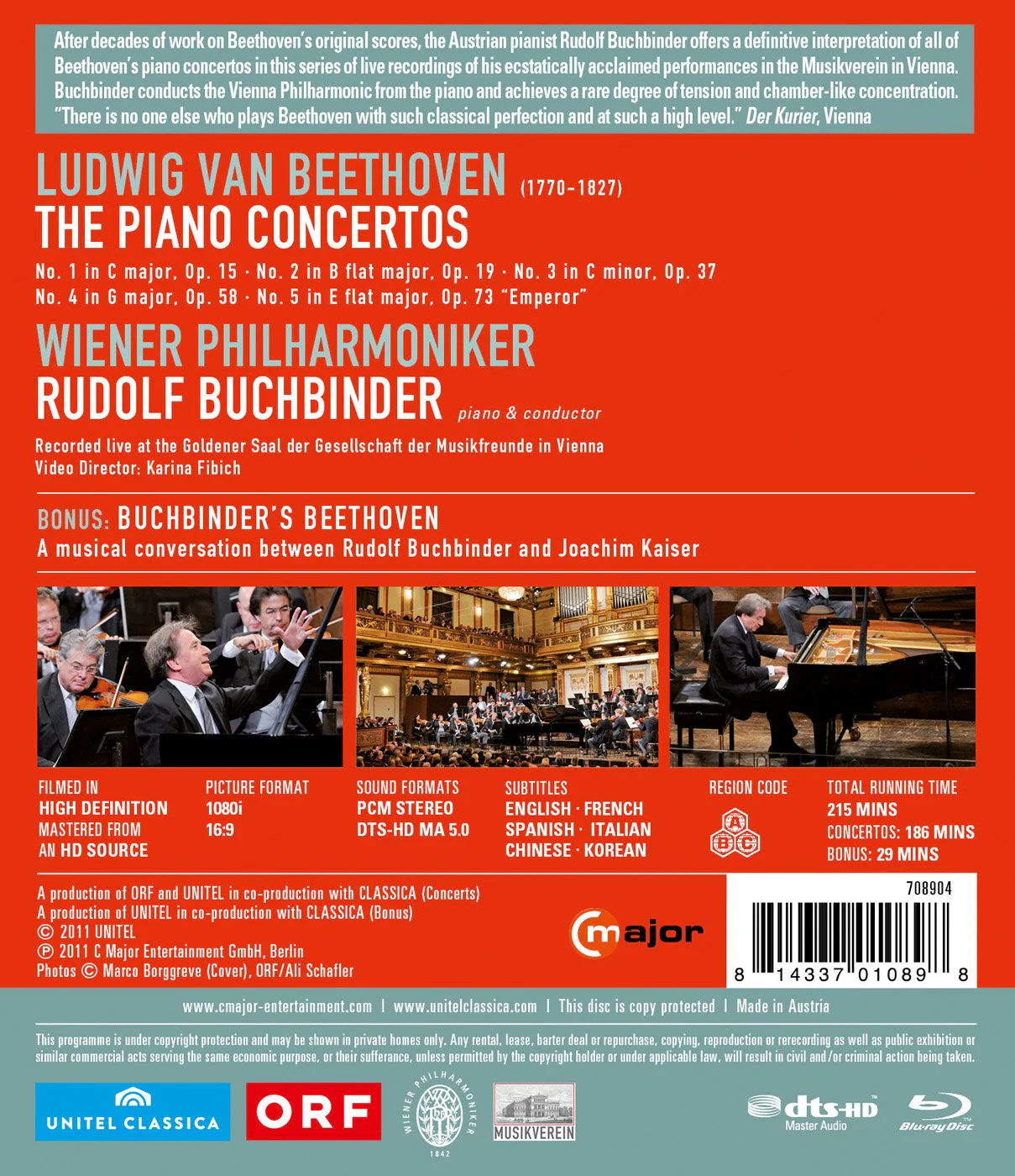 Beethoven: Piano Concertos / Buchbinder, Wiener Philharmoniker [blu-ray] - Image 2