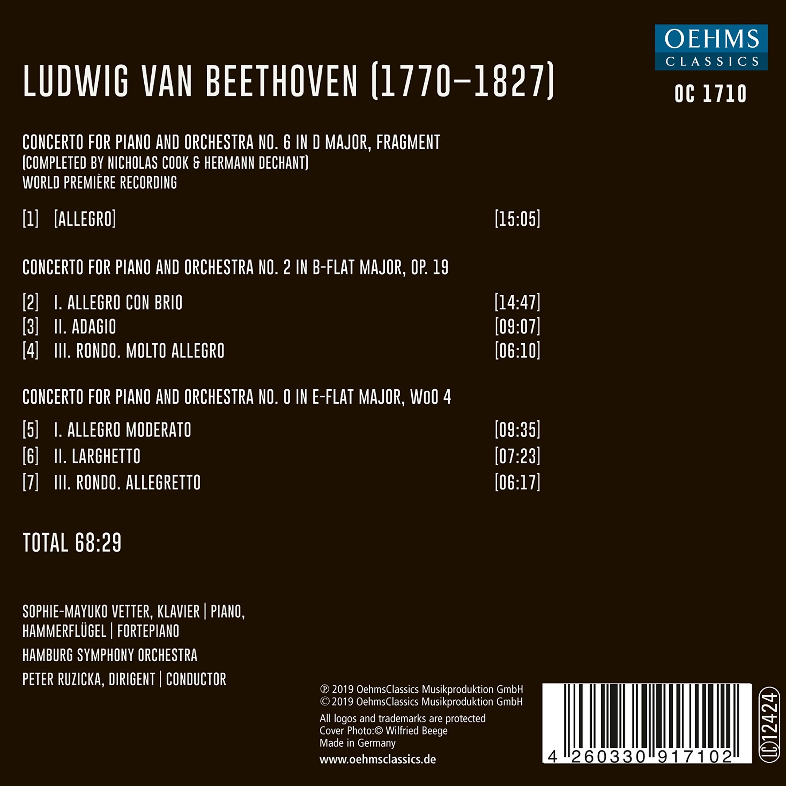 Beethoven: Piano Concertos Nos. 0, 2 & 6 / Vetter, Ruzicka, Hamburg Symphony - Image 2