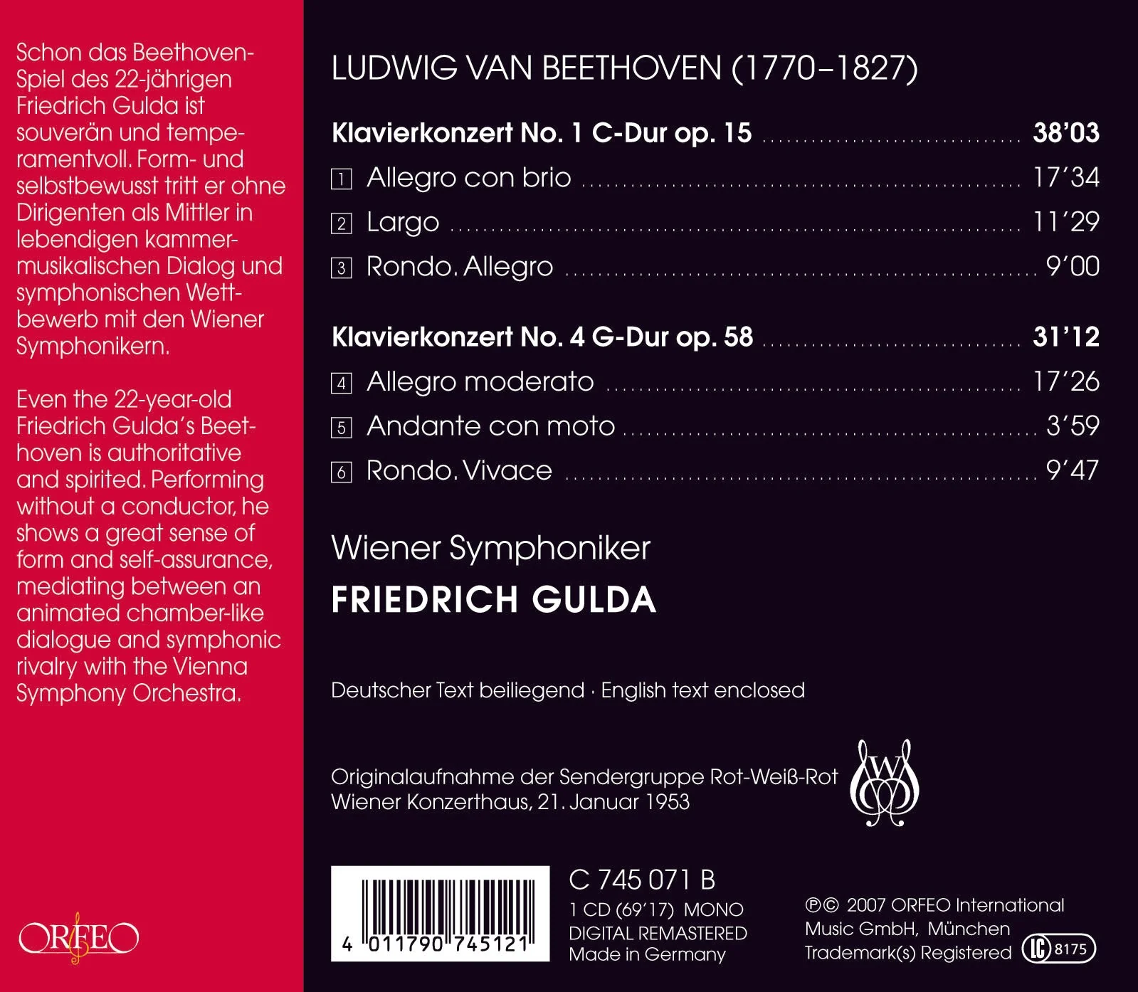 Beethoven: Piano Concertos Nos. 1 & 4 - Image 2