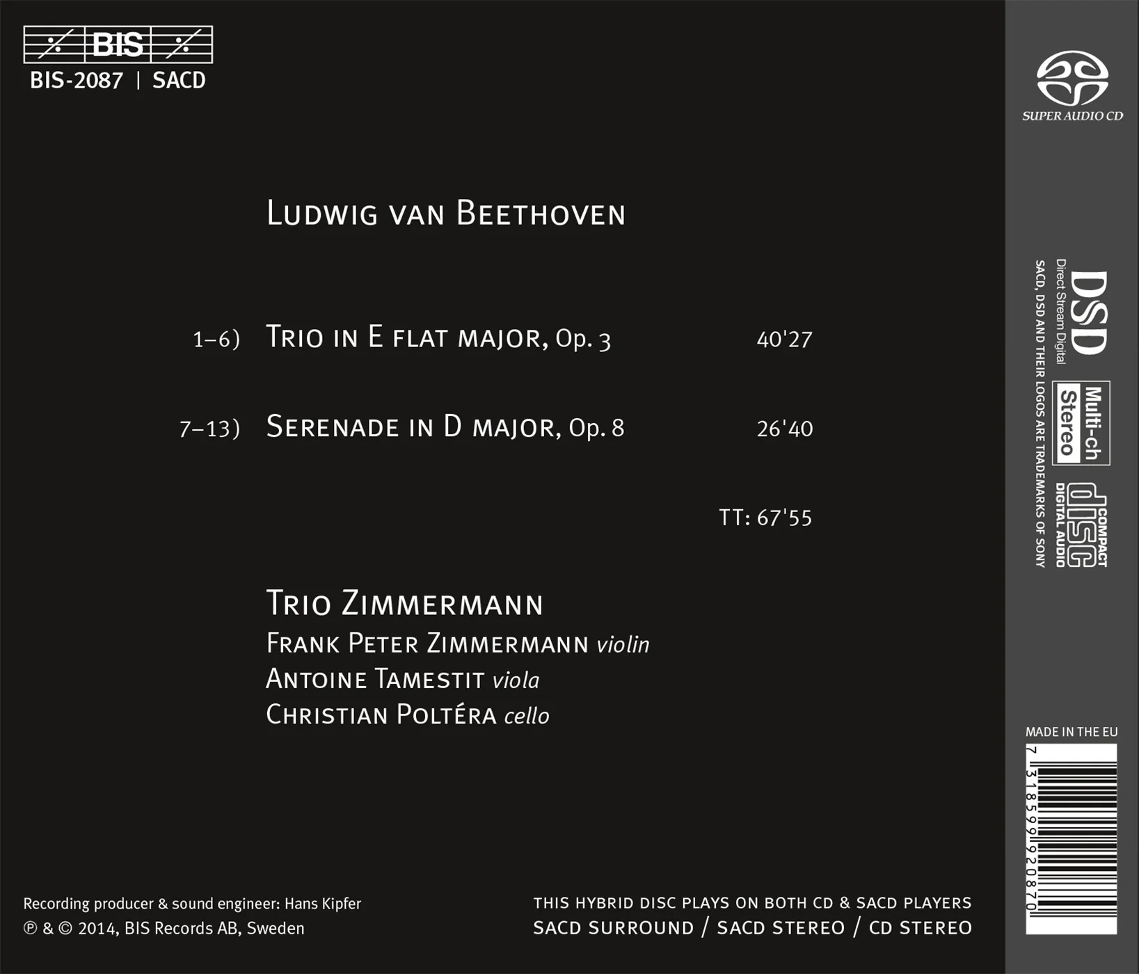 Beethoven: String Trio; Serenade / Trio Zimmermann - Image 2