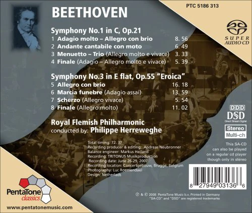 Beethoven: Symphonies No 1 & 3 / Herreweghe - Image 2