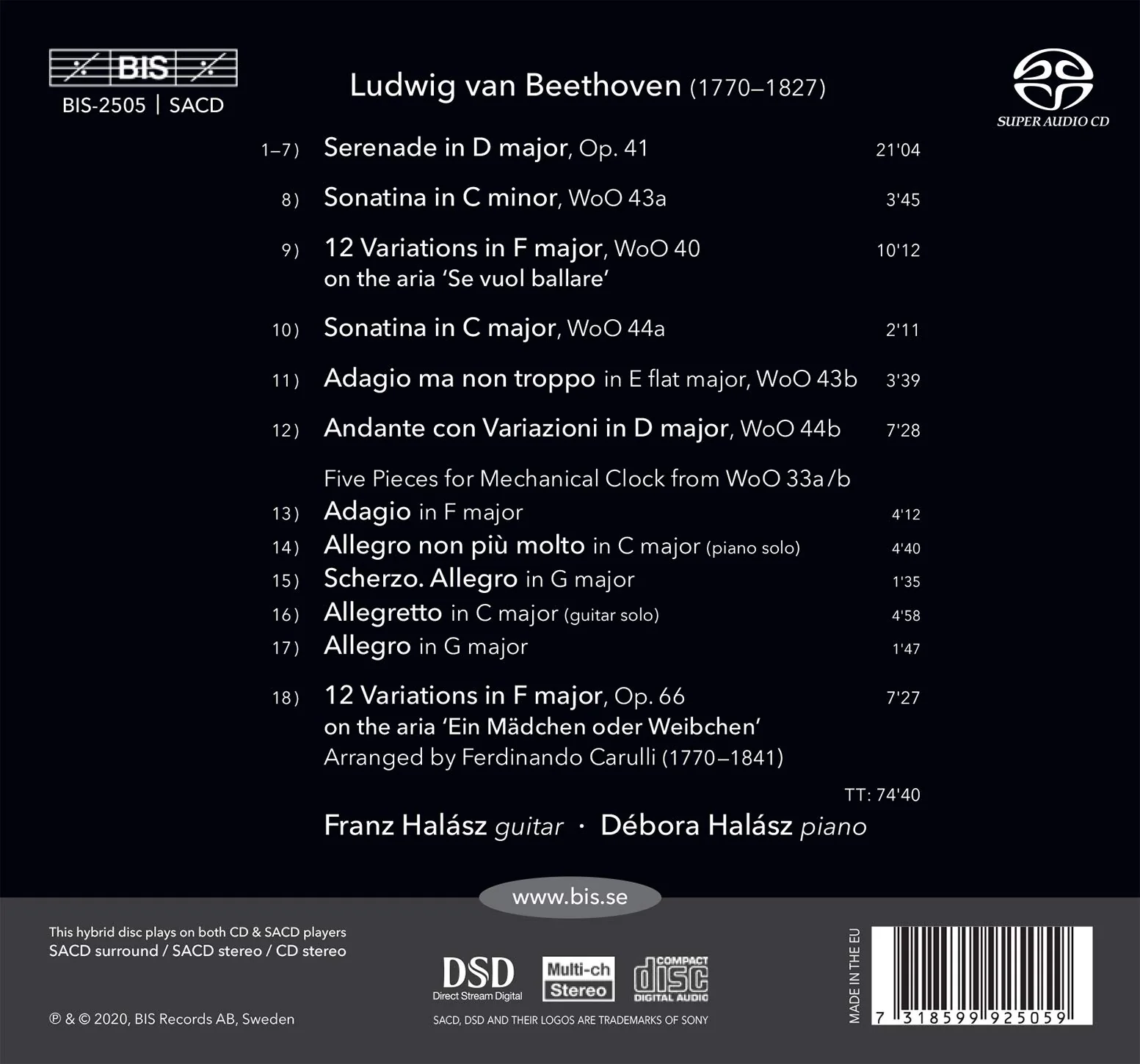 Beethoven: Works for Guitar & Piano / Halasz - Image 2