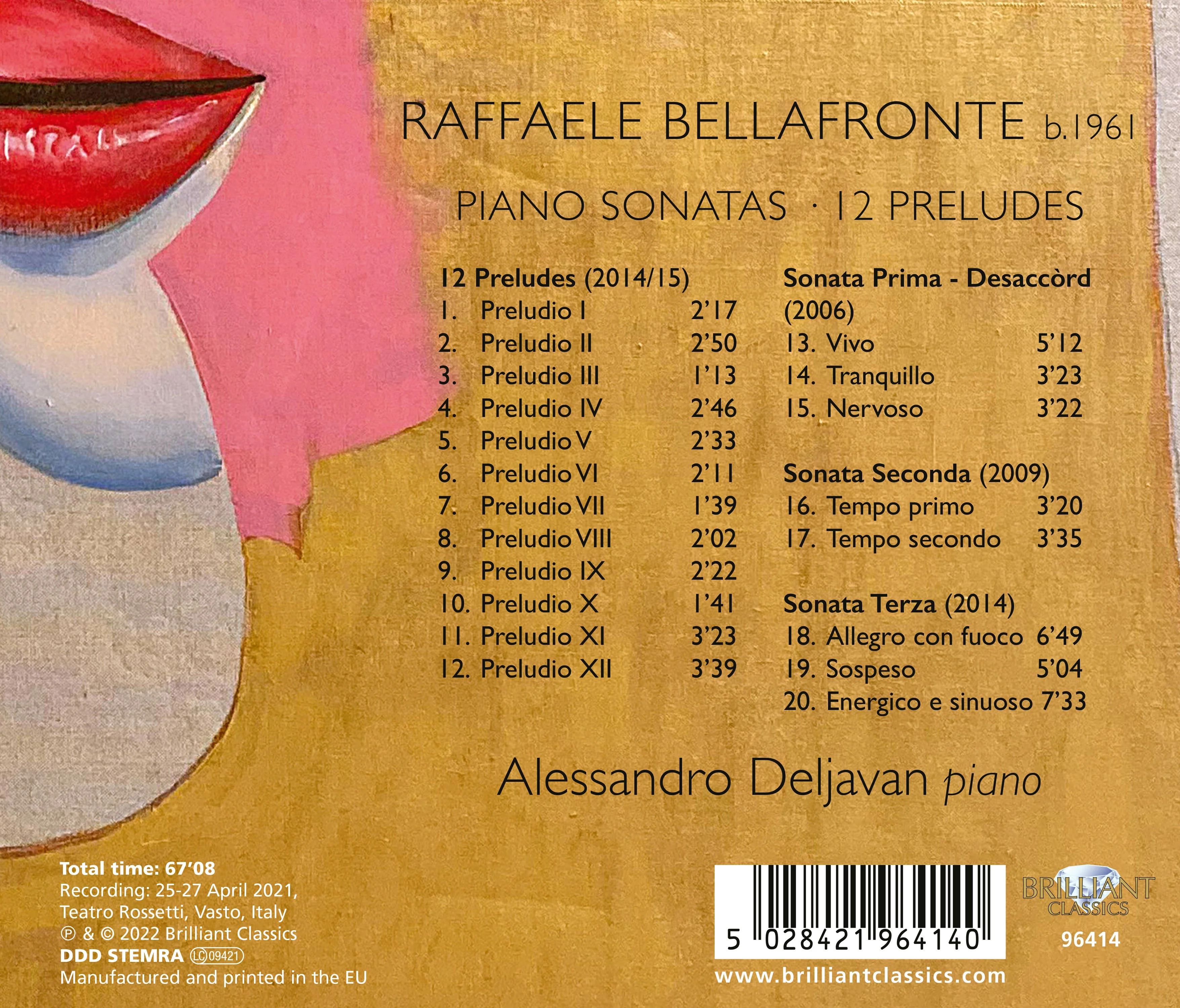 Bellafronte: Piano Sonatas & 12 Preludes / Deljavan - Image 2