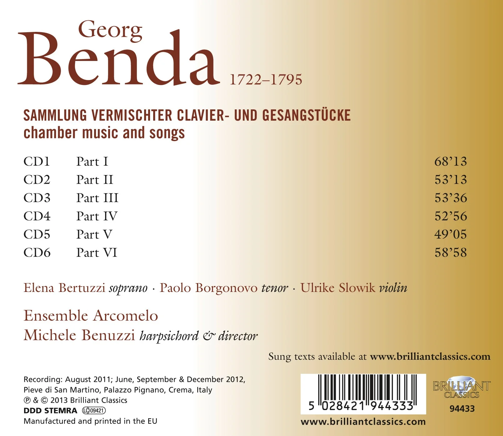 Benda: Chamber Music and Songs - Image 2