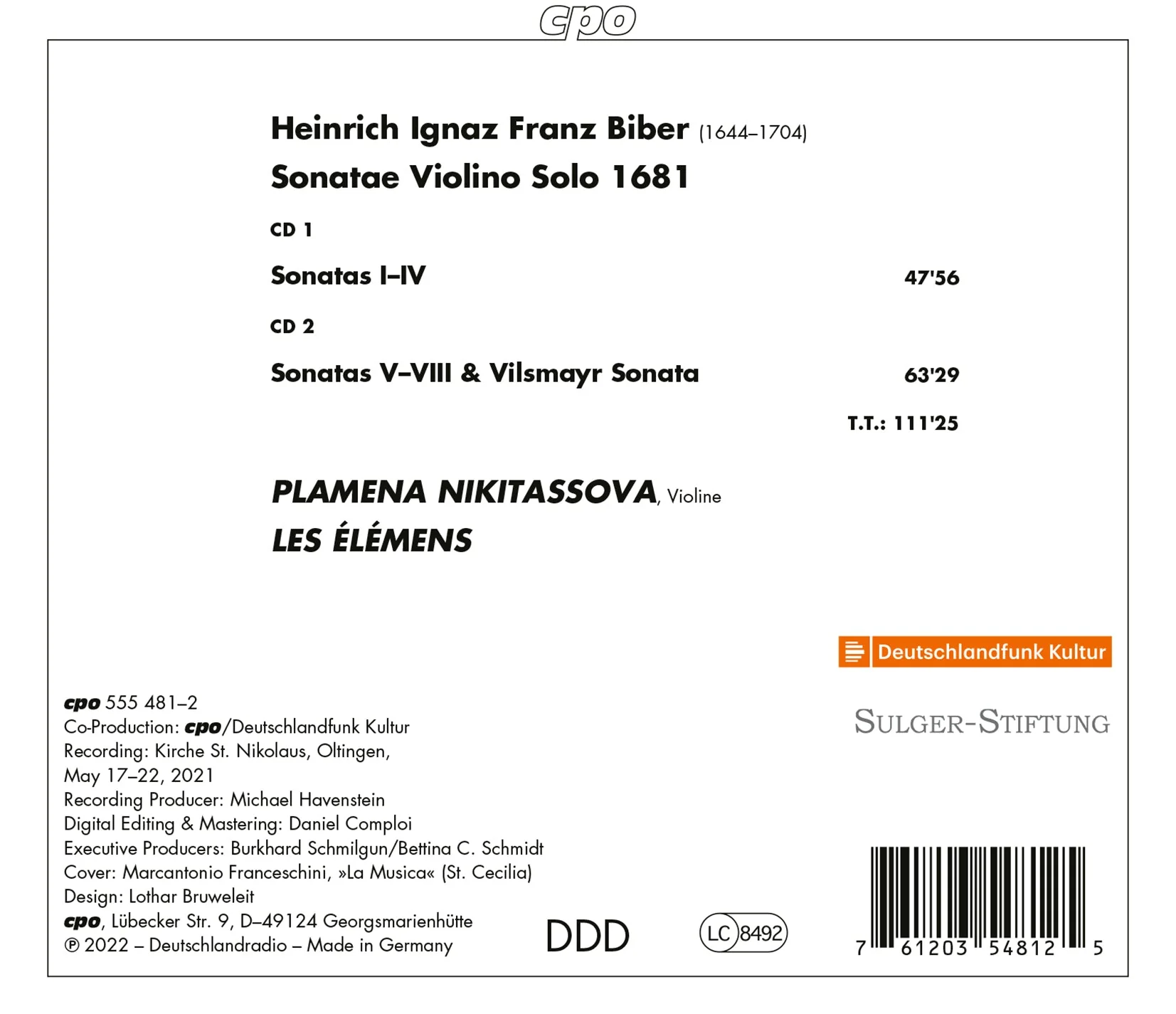 Biber: Sonatae Violino Solo 1681 / Nikitassova, Les Élémens - Image 2