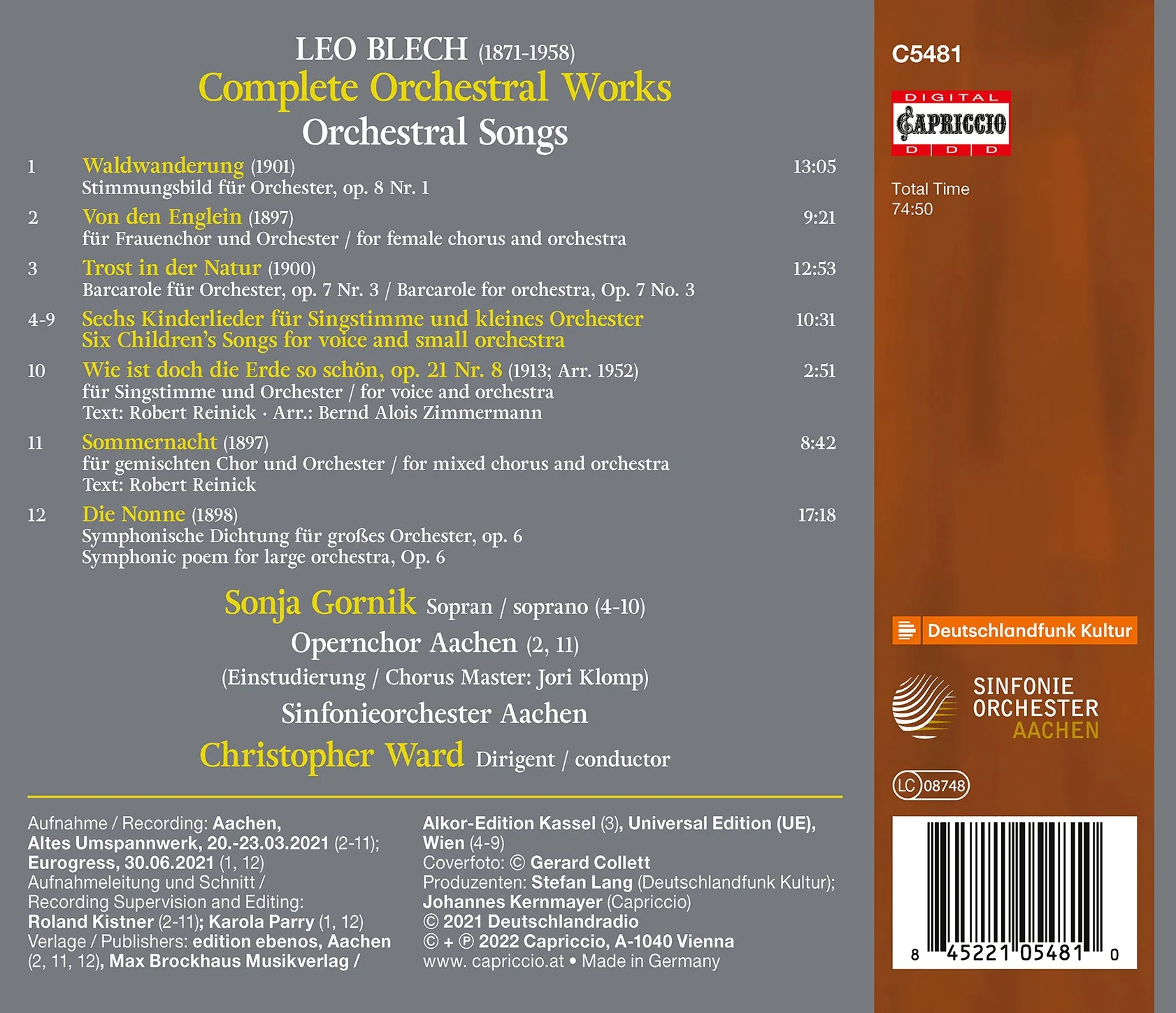 Blech: Complete Orchestral Works & Songs / Gornik, Ward, Aachen Symphony Orchestra - Image 2