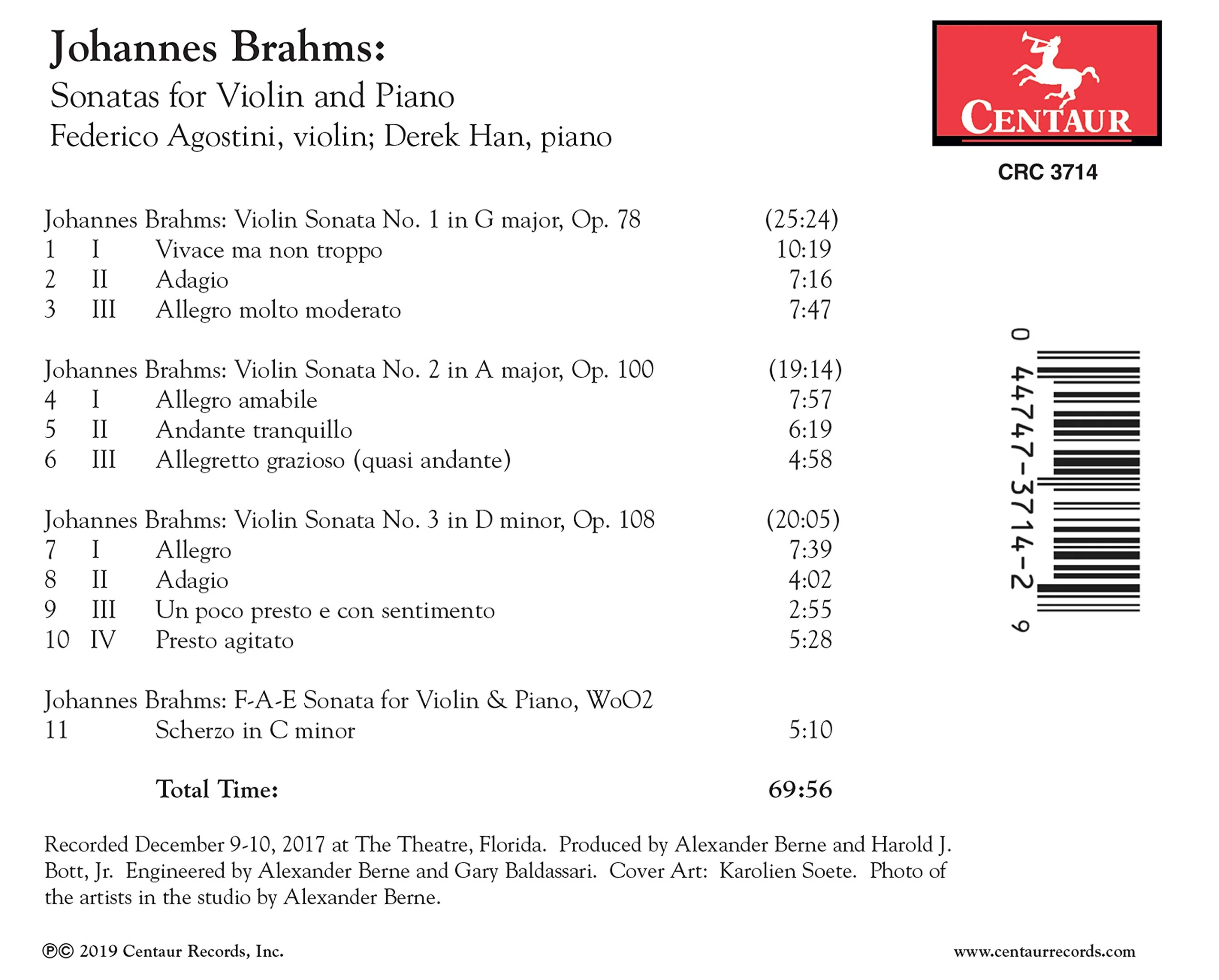 Brahms: Sonatas for Violin and Piano - Image 2