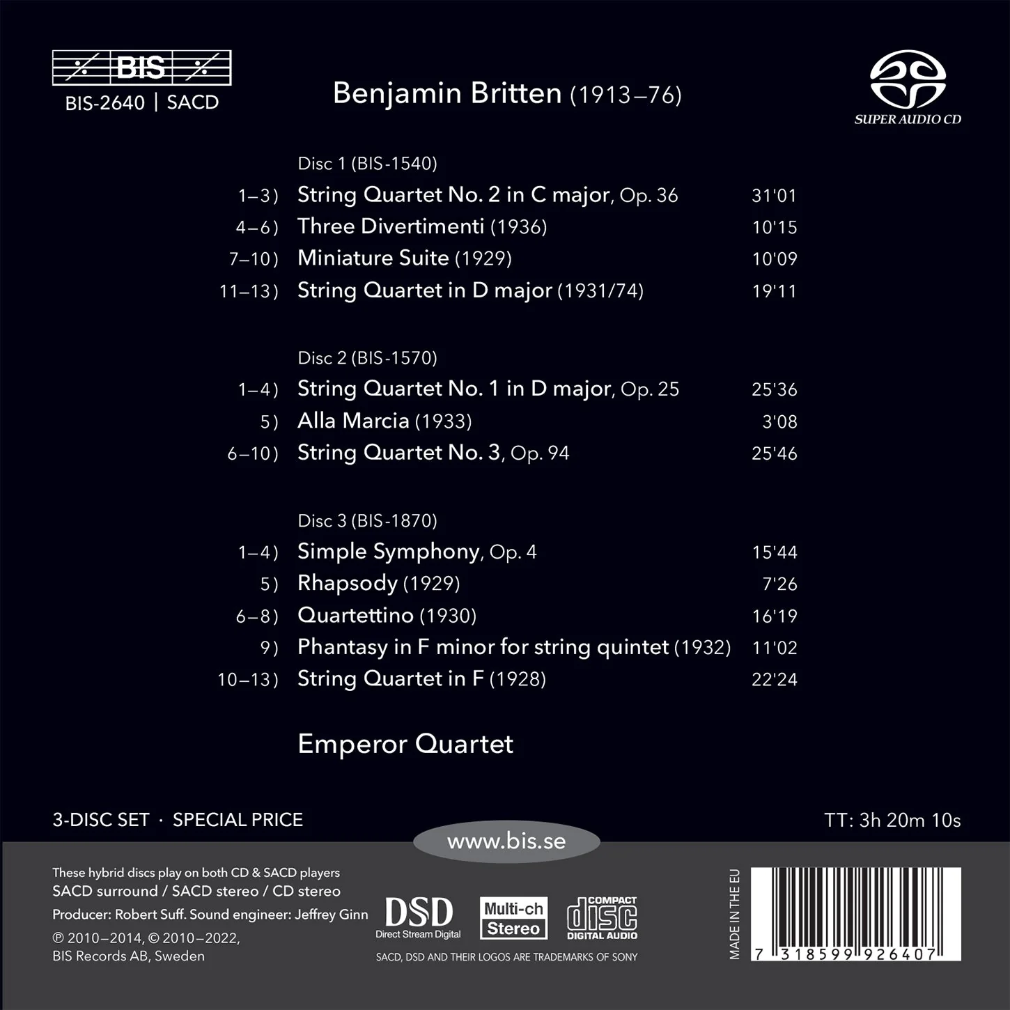 Britten: The Music for String Quartet / Emperor Quartet - Image 2