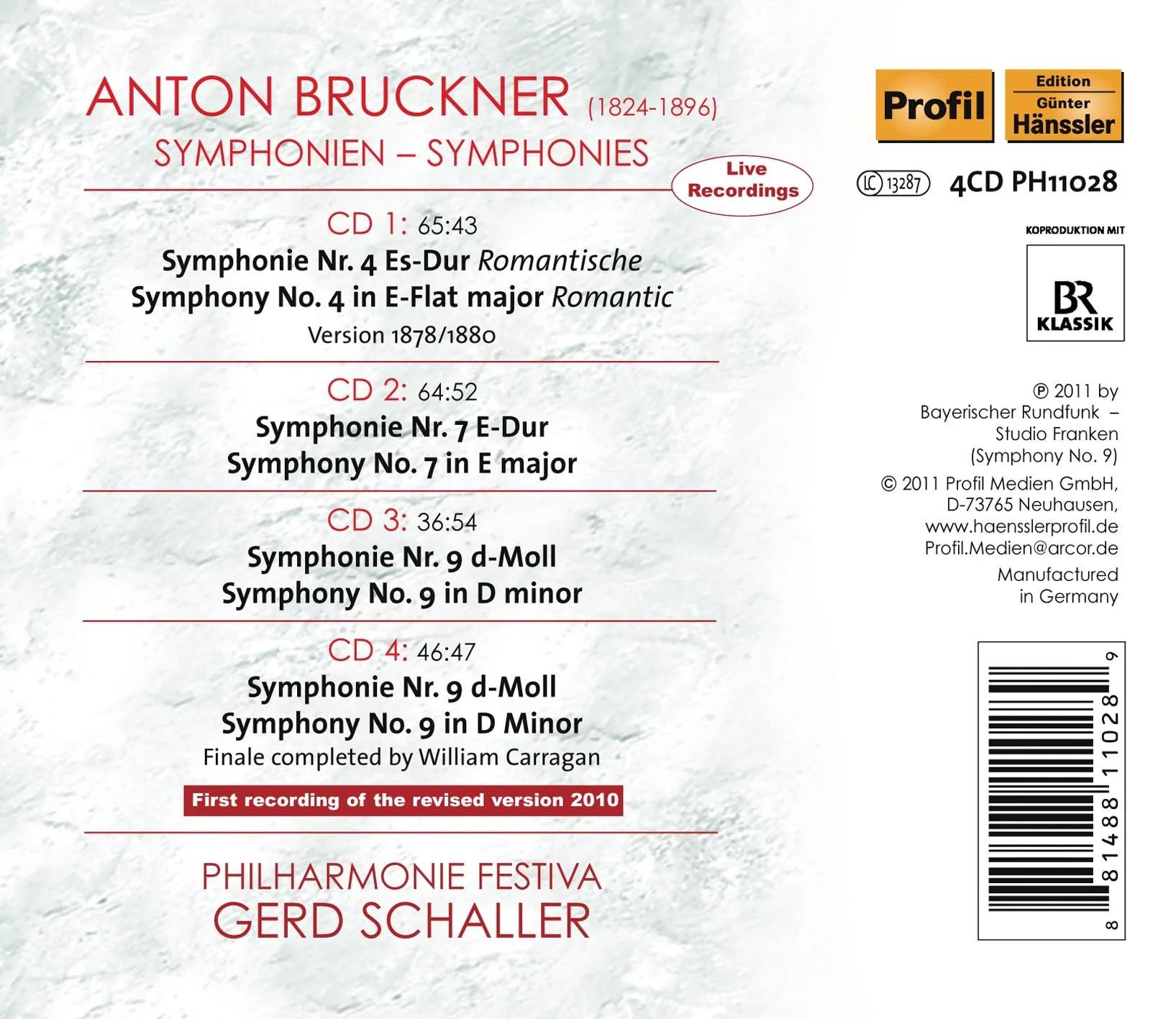 Bruckner: Symphonies 4, 7 & 9 / Schaller, Philharmonie Festiva - Image 2
