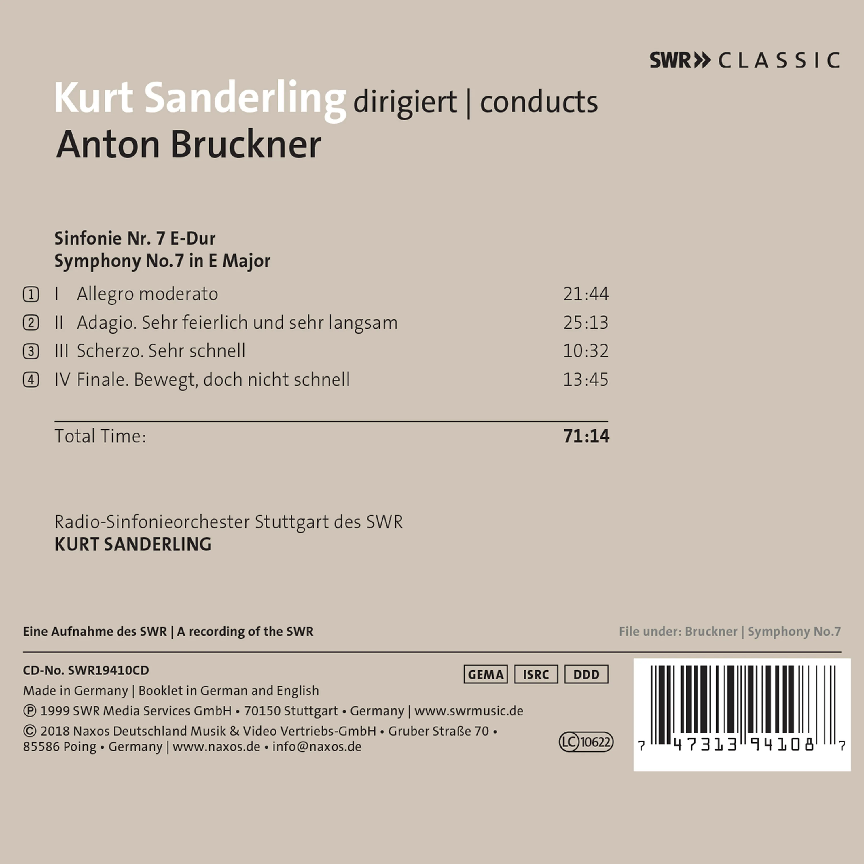 Bruckner: Symphony No. 7 / Sanderling, Stuttgart Radio Symphony - Image 2