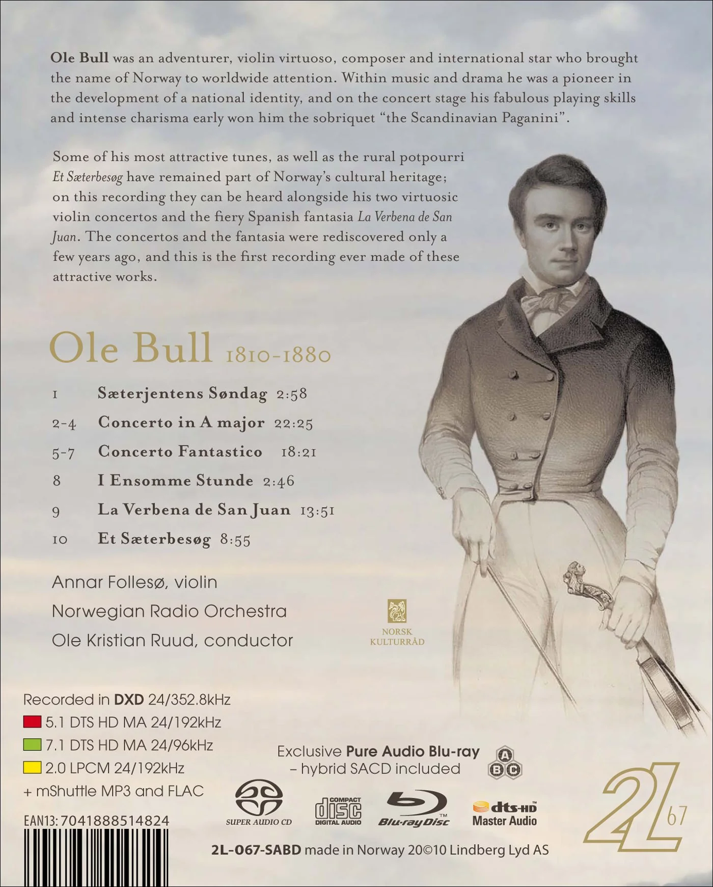 Bull: Violin Concertos / Folleso, Ruud, Norwegian Radio Orchestra [Hybrd SACD + Blu-ray Audio] - Image 2