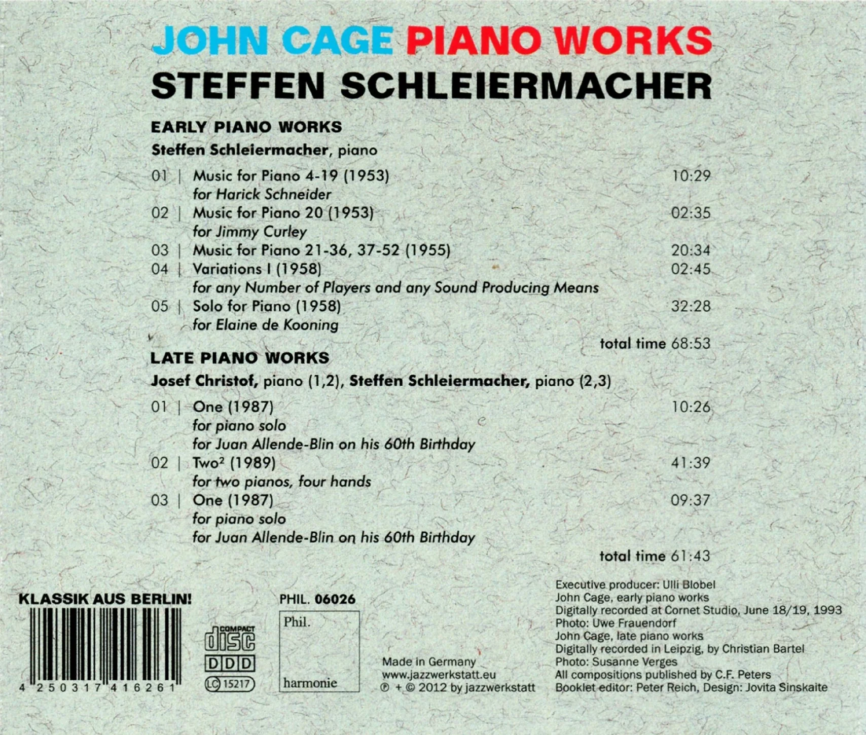Cage: Piano Works / Schleiermacher - Image 2