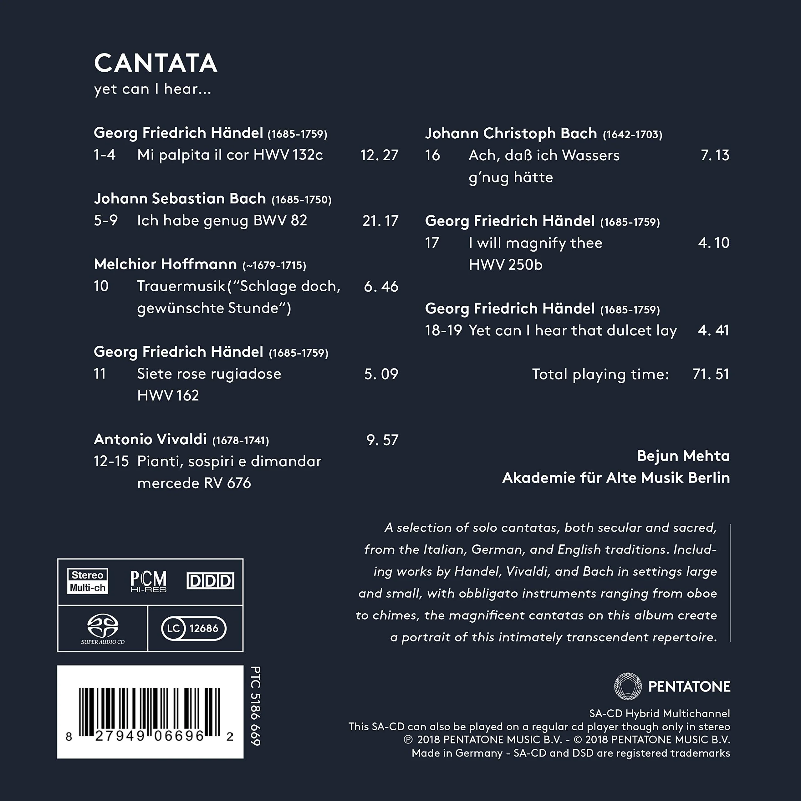 Cantata - Yet Can I Hear / Mehta, Akademie fur Alte Musik Berlin - Image 2