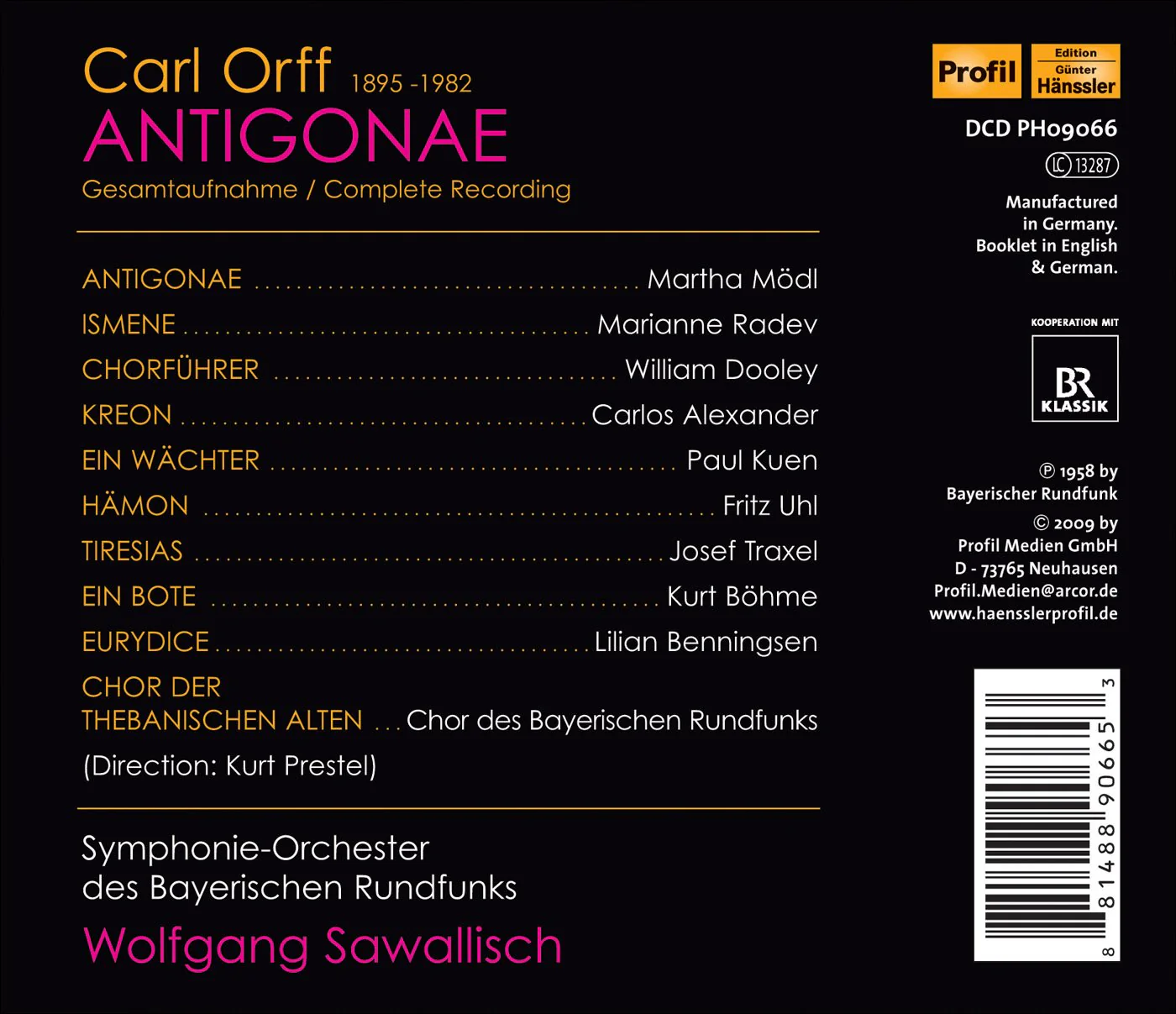 Carl Orff: Antigonae / Sawallisch, Modl, Radev, Dooley, Kuen, Uhl - Image 2