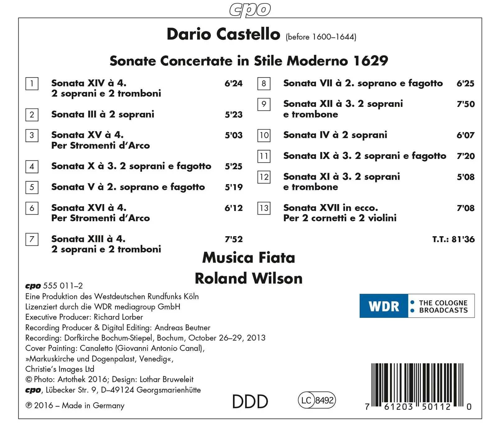 Castello: Sonate concertate 1629 / Wilson, Musica Fiata - Image 2