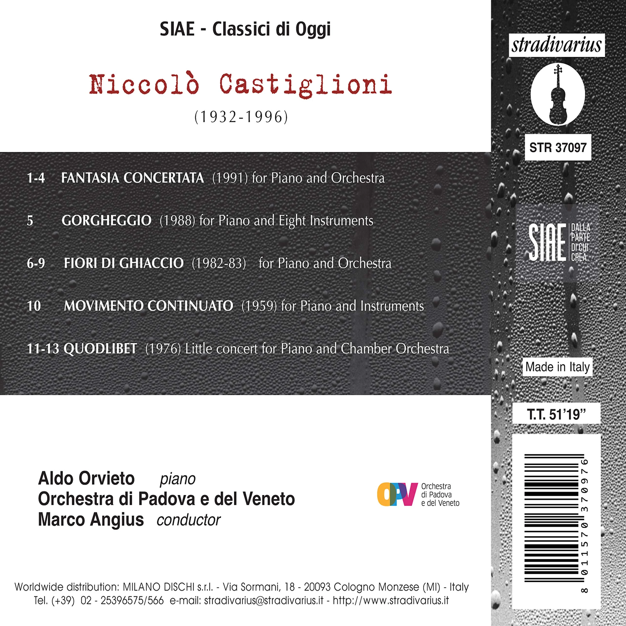 Castiglioni: Quodlibet - Complete Works for Piano & Orchestra / Angius, Orvieto, Orchestra di Padova e del Veneto - Image 2
