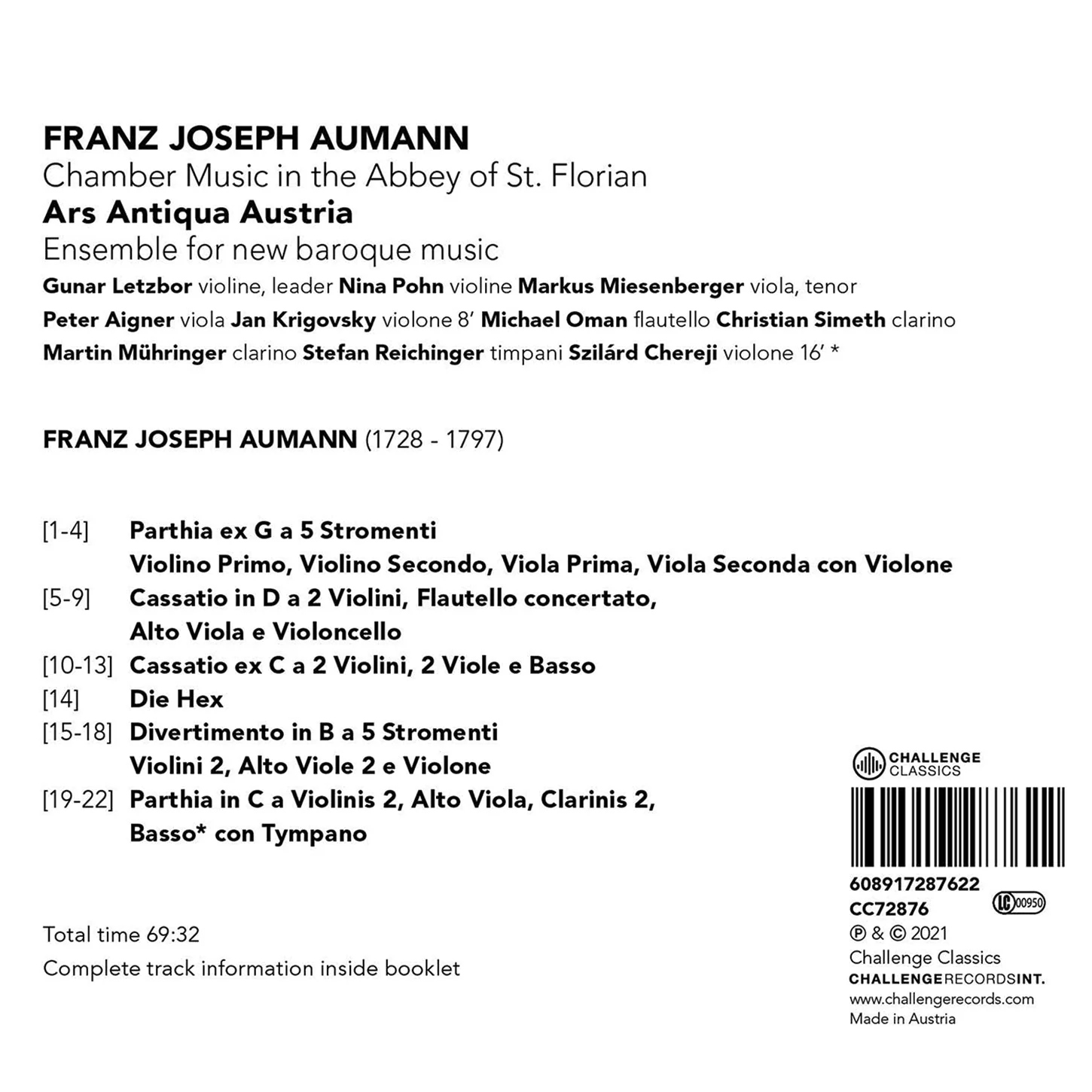 Aumann: Chamber Music in the Abbey of St. Florian / Letzbor, Ars Antiqua Austria - Image 2