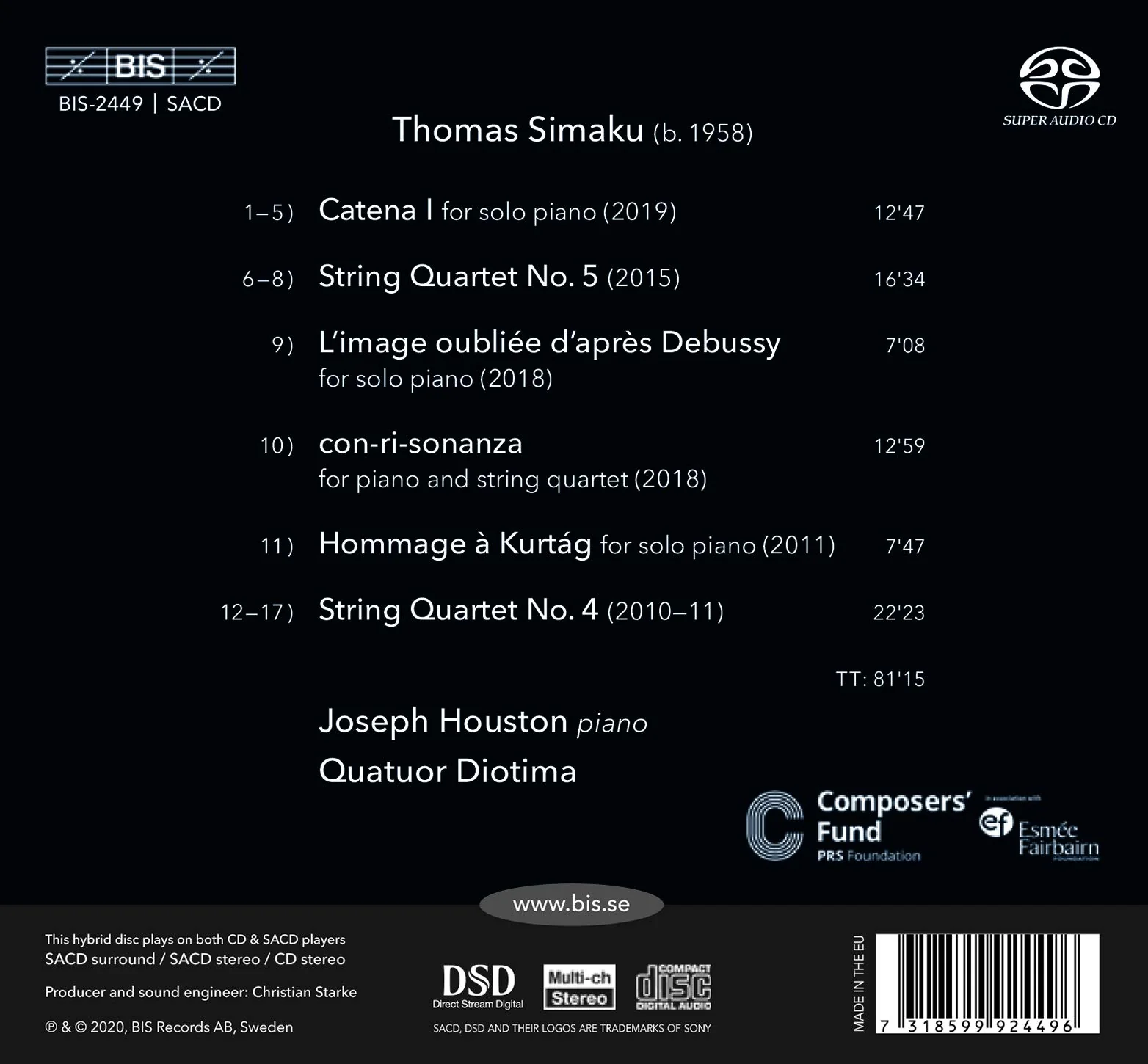Con-ri-sonanza - Simaku: Chamber Works / Houston, Quatuor Diotima - Image 2