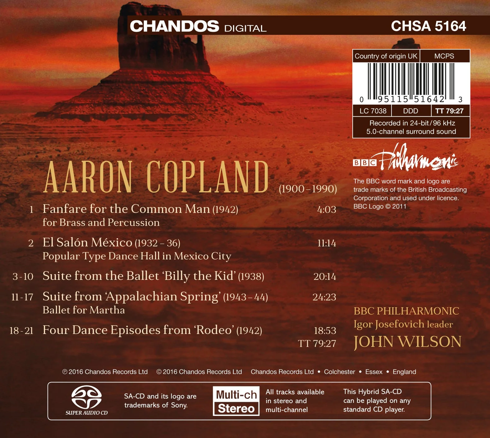 Copland: Orchestral Works, Vol. 1 - Ballets / Wilson, BBC Philharmonic - Image 2