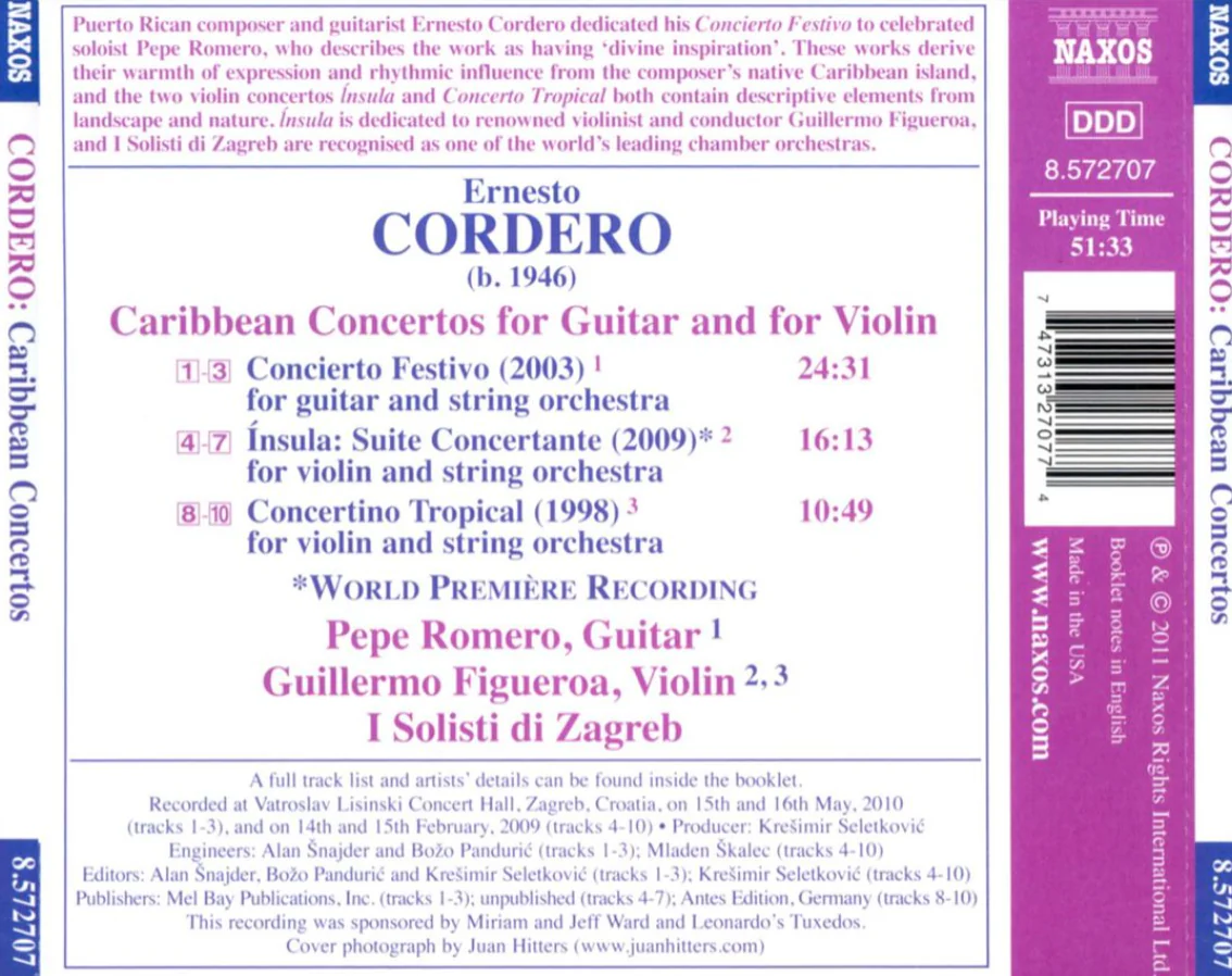 Cordero: Caribbean Concertos for Guitar & Violin / Romero, Figueroa, Solisti Di Zagreb - Image 2