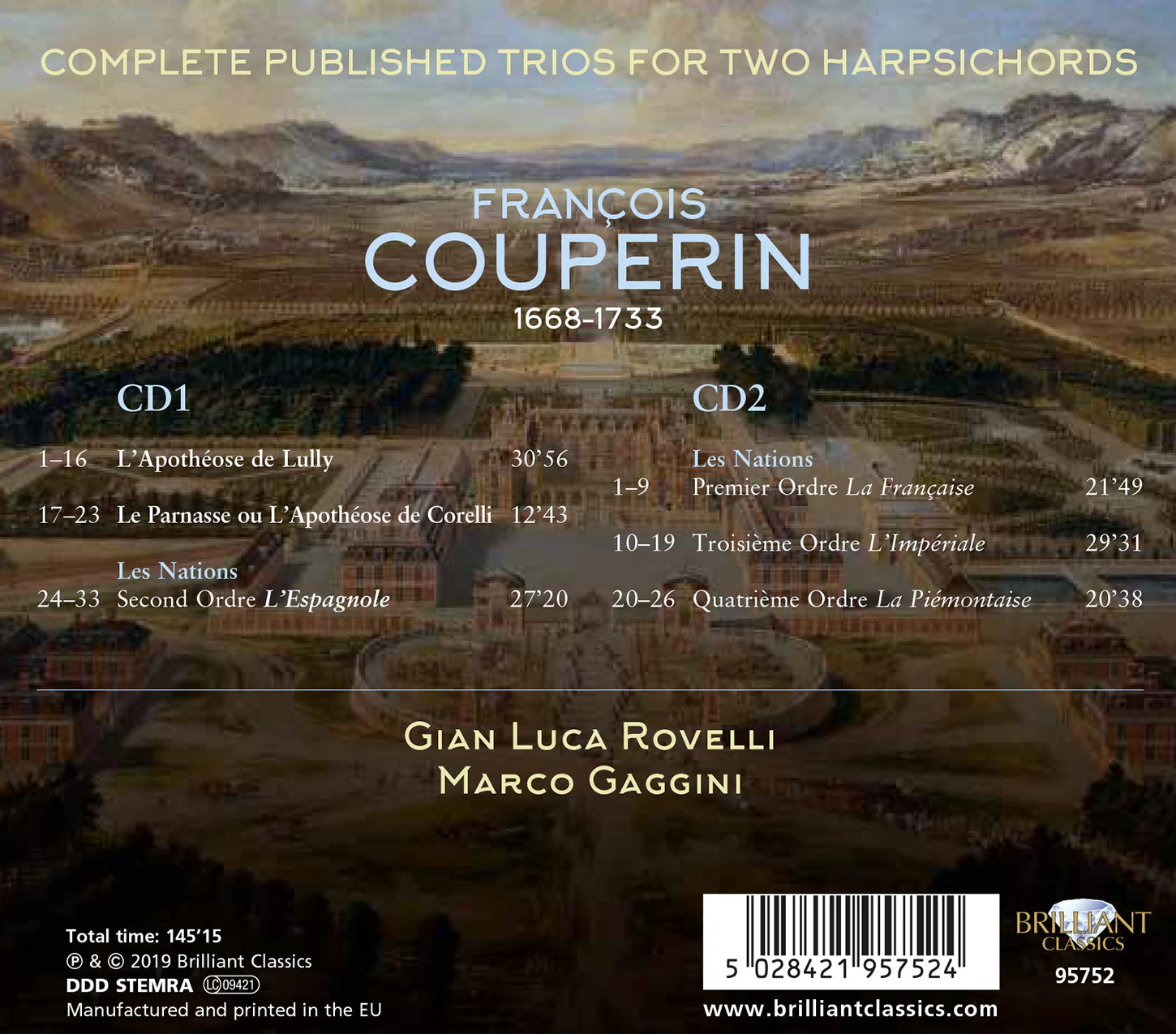 Couperin F.: Complete Published Trios For Two Harpsichords - Image 2