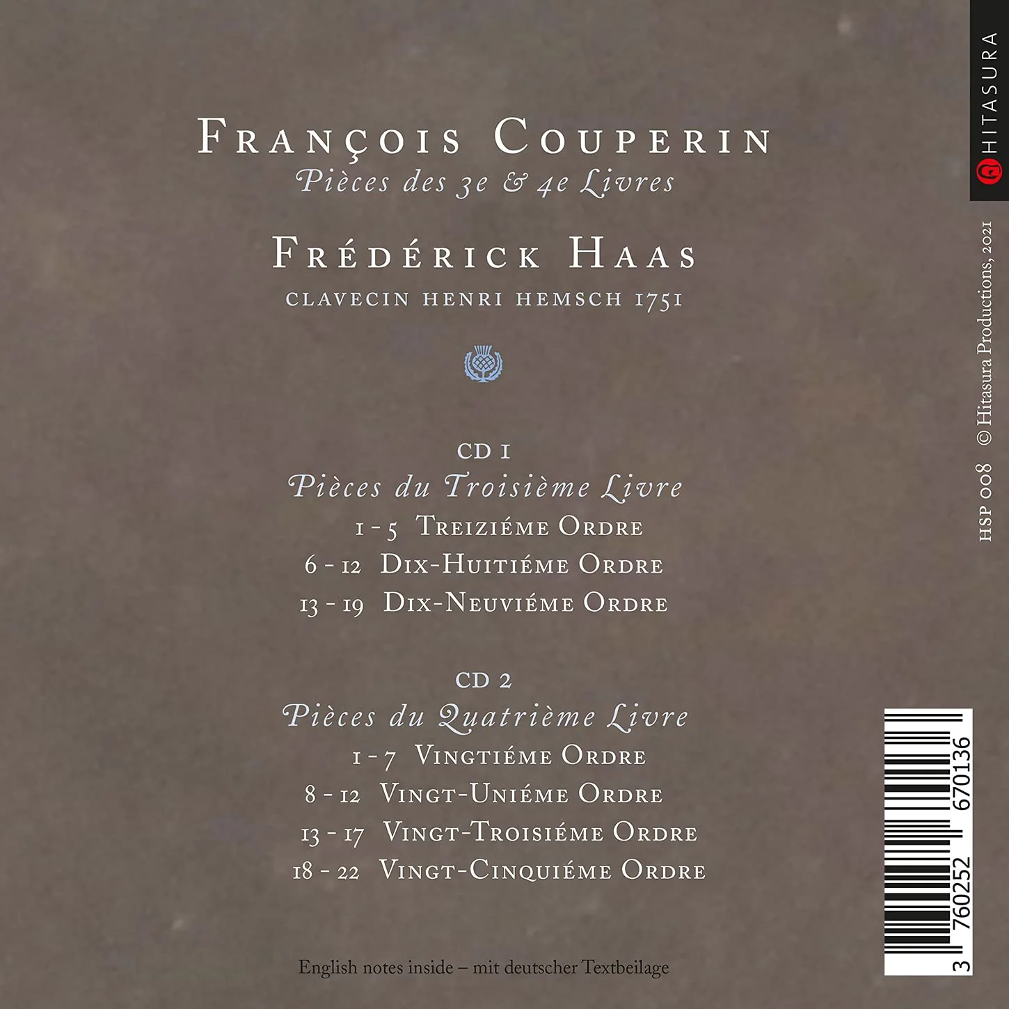 Couperin: Pièces des 3e et 4e Livres / Haas - Image 2