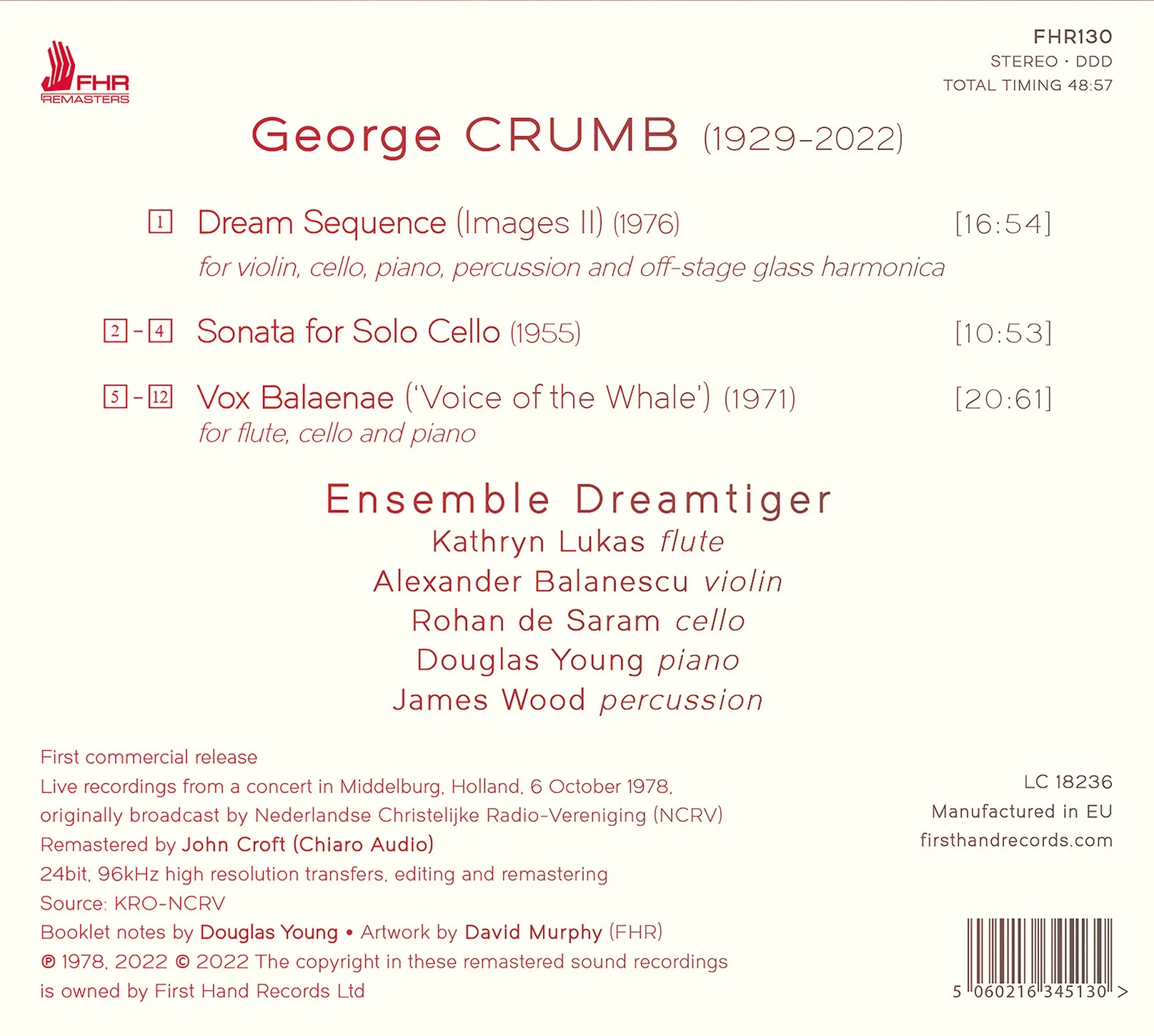 Crumb: Dream Sequence; Cello Sonata; Vox Balaenae / de Saram, Ensemble Dreamtiger - Image 2