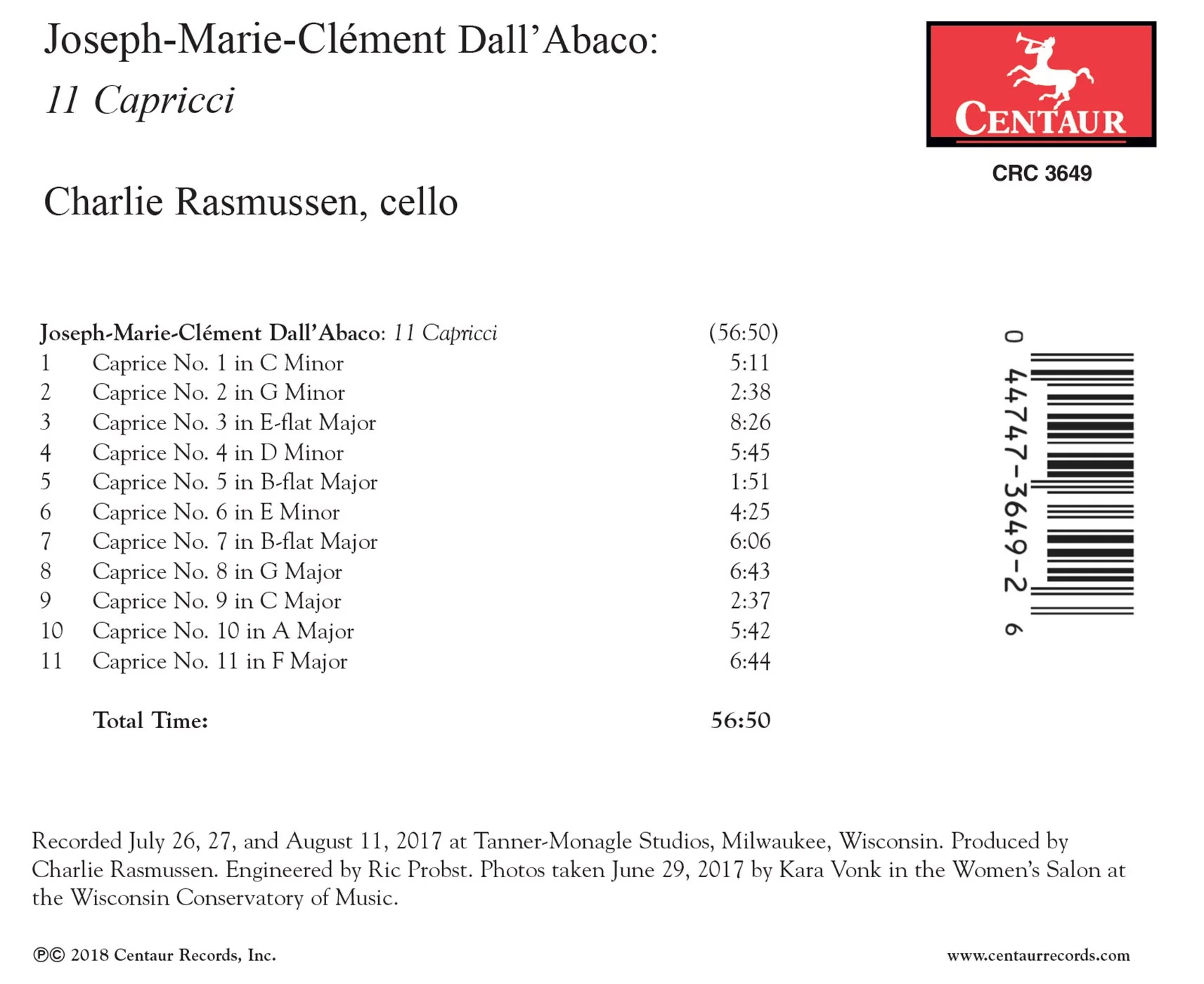 Dall'Abaco: 11 Capricci / Rasmussen - Image 2