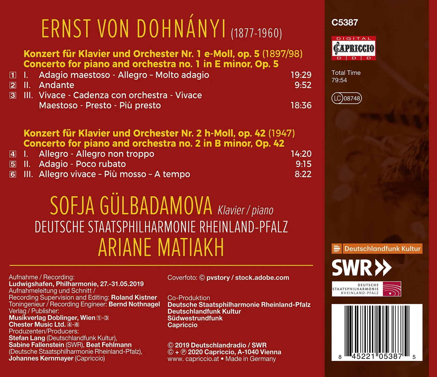 Dohnanyi: Piano Concertos Nos. 1 & 2 / Matiakh, Gulbadamova, German State Philharmonic - Image 2