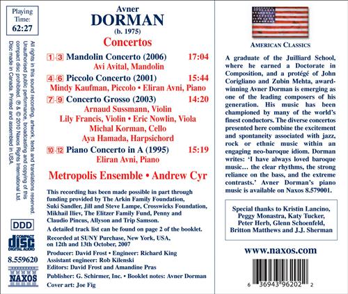 Dorman: Concertos for Mandolin, Piccolo, Piano & Concerto Grosso - Image 2