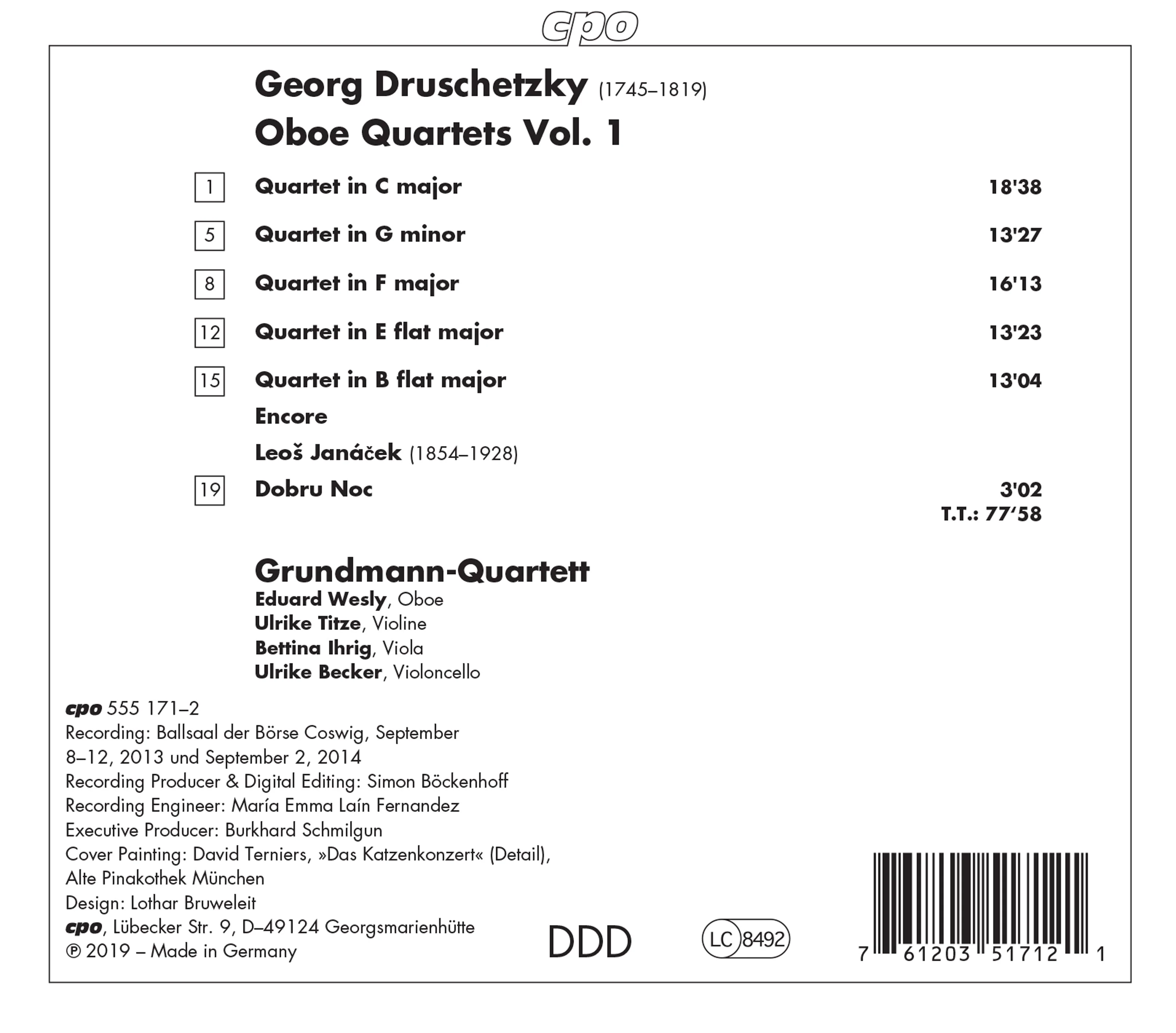 Druschetzky: Oboe Quartets, Vol. 1 / Grundmann Quartet - Image 2