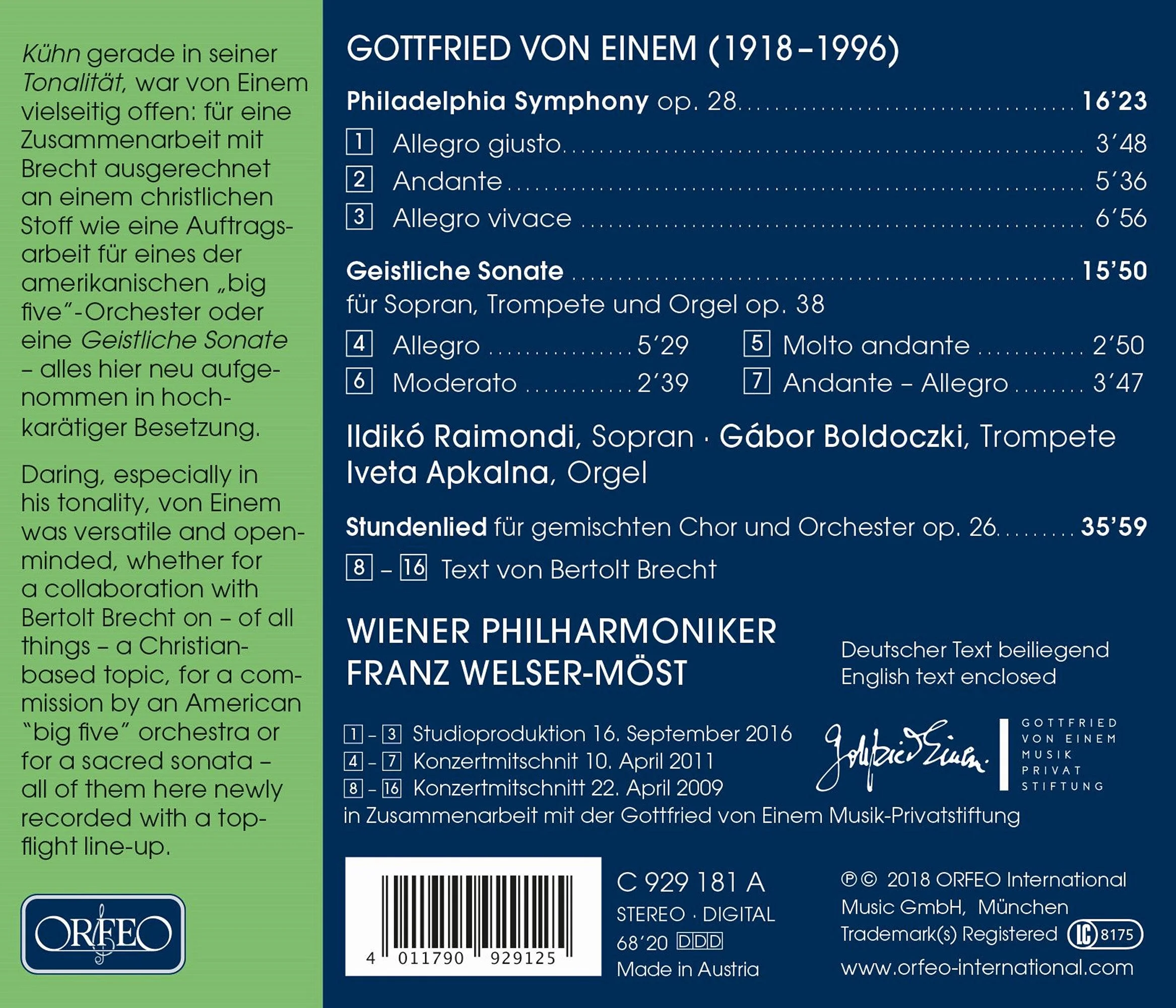 Einem: Philadelphia Symphonie / Welser-Möst, Vienna Philharmonic - Image 2