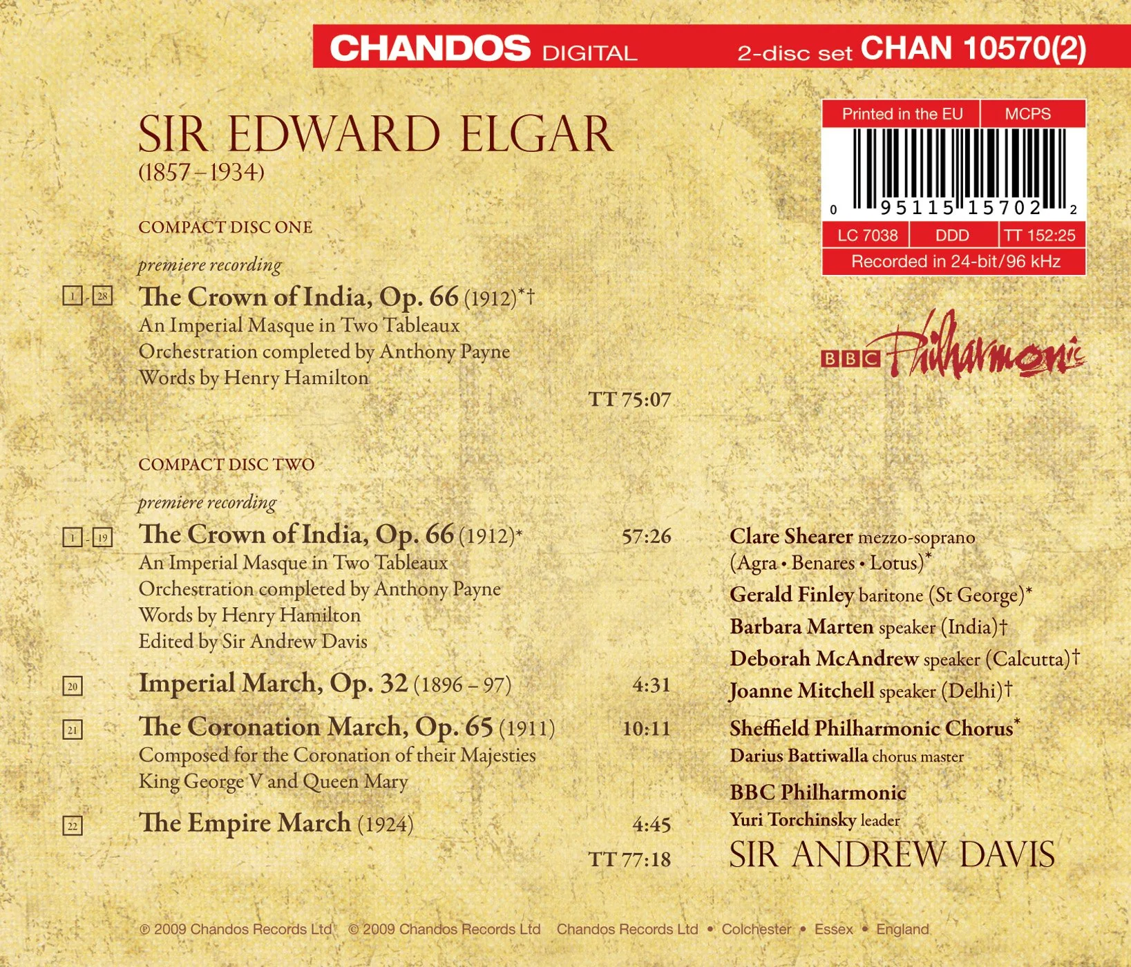Elgar: The Crown Of India / Davis, BBC Philharmonic - Image 2