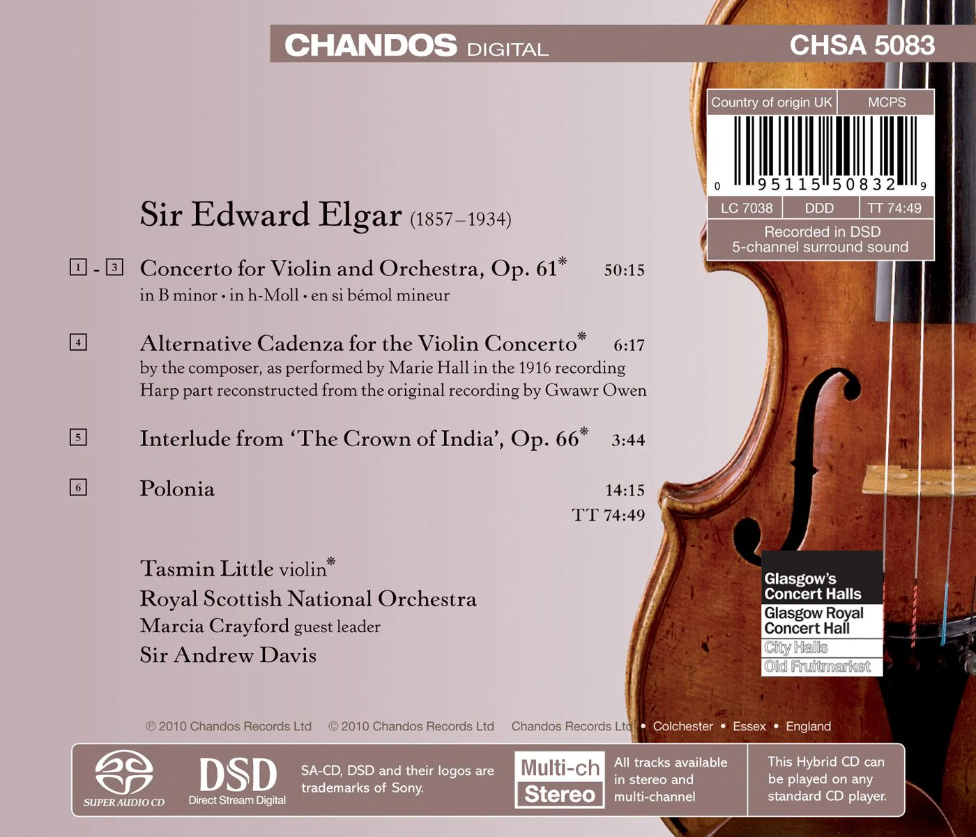 Elgar: Violin Concerto / Little, Davis, Royal Scottish National Orchestra - Image 2